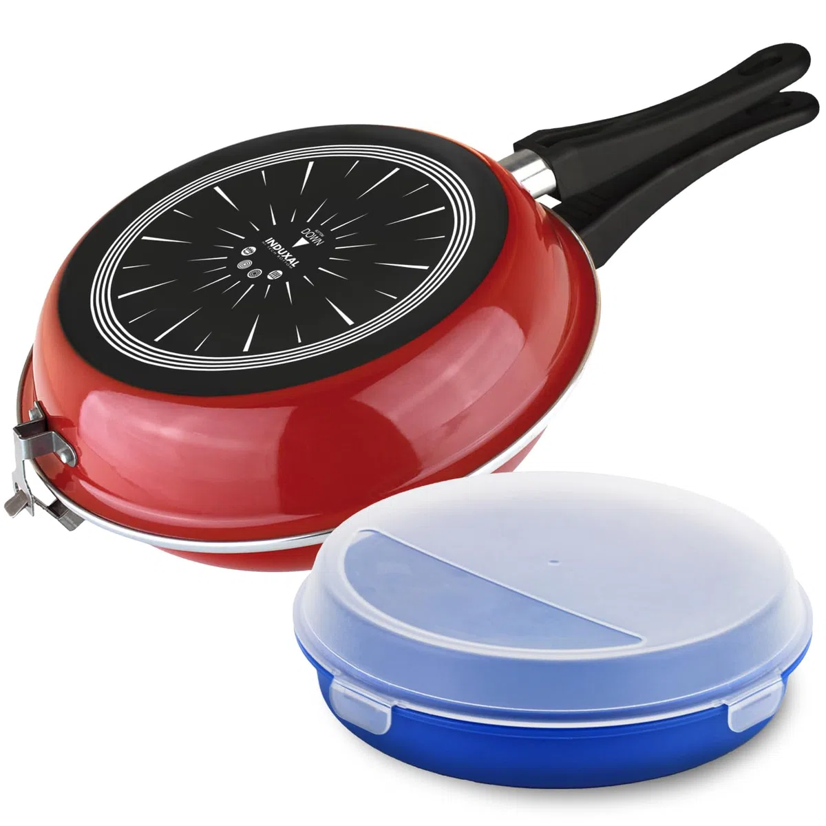 VITREX Marseille Duo - Sarten Duo Roja para Tortillas 24cm + Taper, Acero Vitrificado, Antiadherente Bicapa, Todo Tipo de Cocinas, Inducción