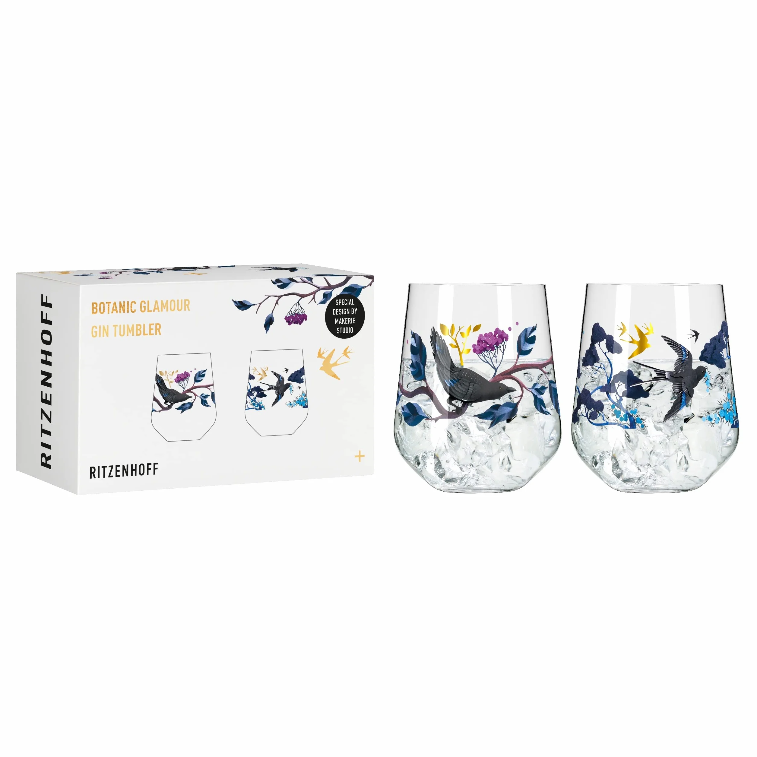 Ritzenhoff 3801002 Juego de vasos de ginebra 700 ml - Serie Botanic Glamour No. 1 - Vaso de 2 piezas - Made in Germany