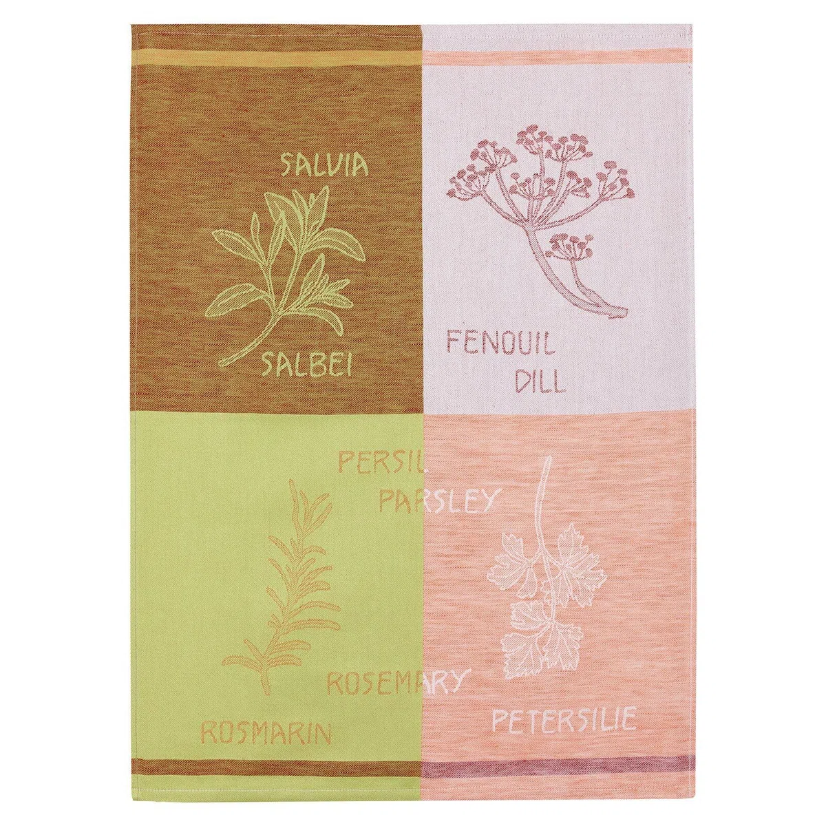 3 unidades Jacquard – Trapo, mitad de lino, TRIOLINO, cocina hierbas, tres colores diferentes, 50 x 70 cm