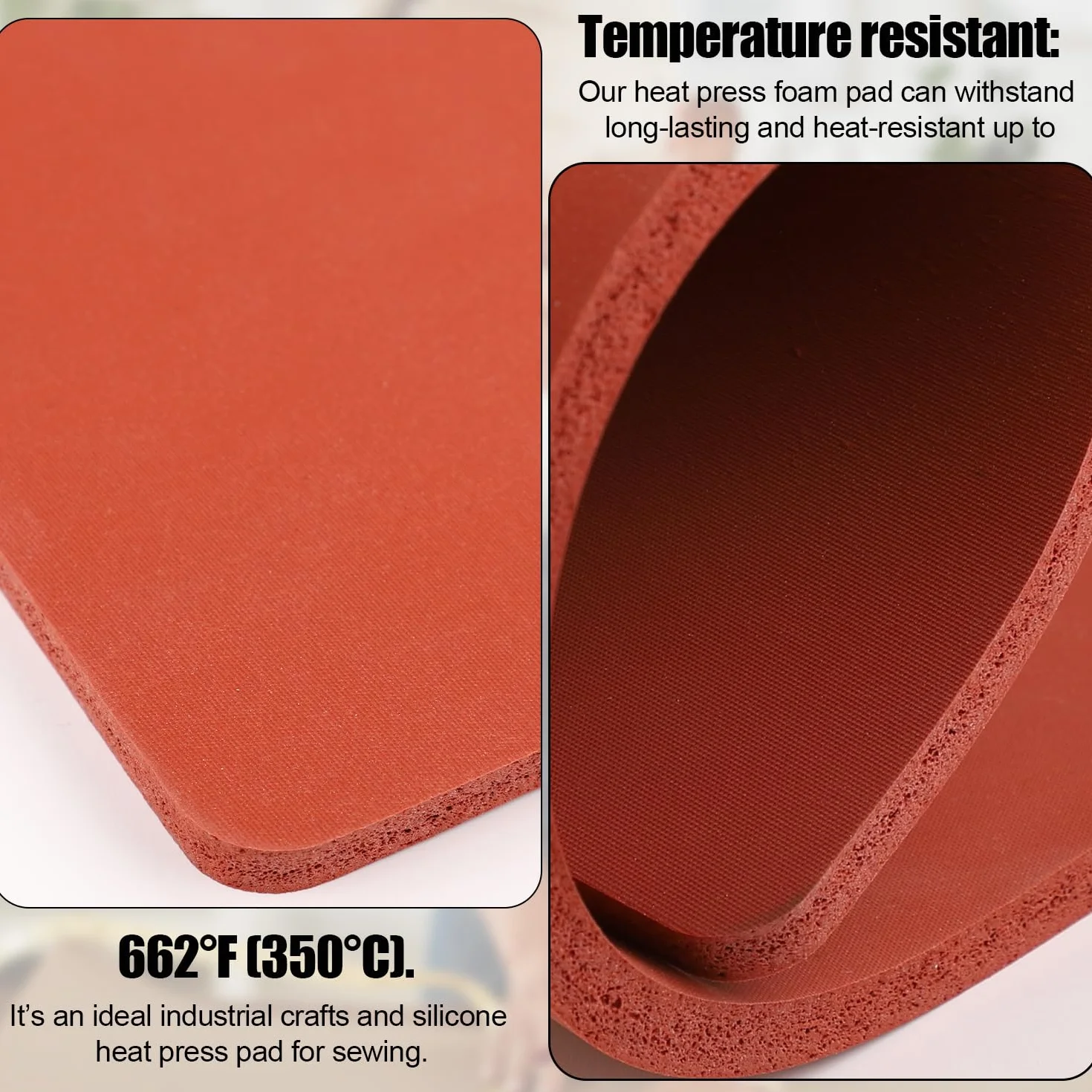 Almohadilla de Prensa de Calor 38x38cm, Resistente al Calor Estera de Prensa de Calor 0,8cm de Grosor Doble Cara Ignífuga Heat Press Mat para Planchar Manualidades y Transferencia Aislamiento