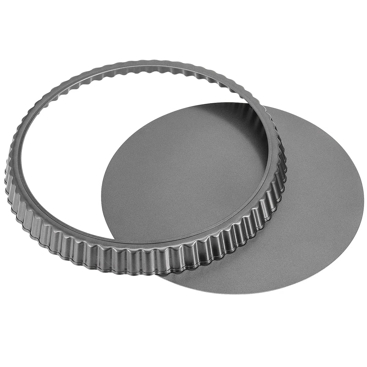 HAKZEON - Juego de 3 Moldes de Tarta de Quiche, 10 Pulgadas Pan Molde Redondas, con Antiadherente Base Desmontable para Crear Pasteles y Tartas de Frutas