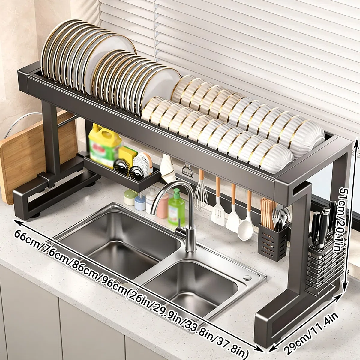 Escurridor de platos de acero inoxidable, soporte para utensilios de cocina, para almacenamiento y organización de cocina, para platos, vasos, cuencos y cubiertos