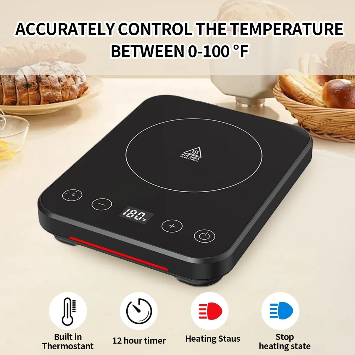 Calentador para Madre, Herramienta de Fermentación para Cocina, Alfombrilla de Fermentación con Temperatura Controlada y Temporizador para Pan, Queso, Café, Cocina y Casa