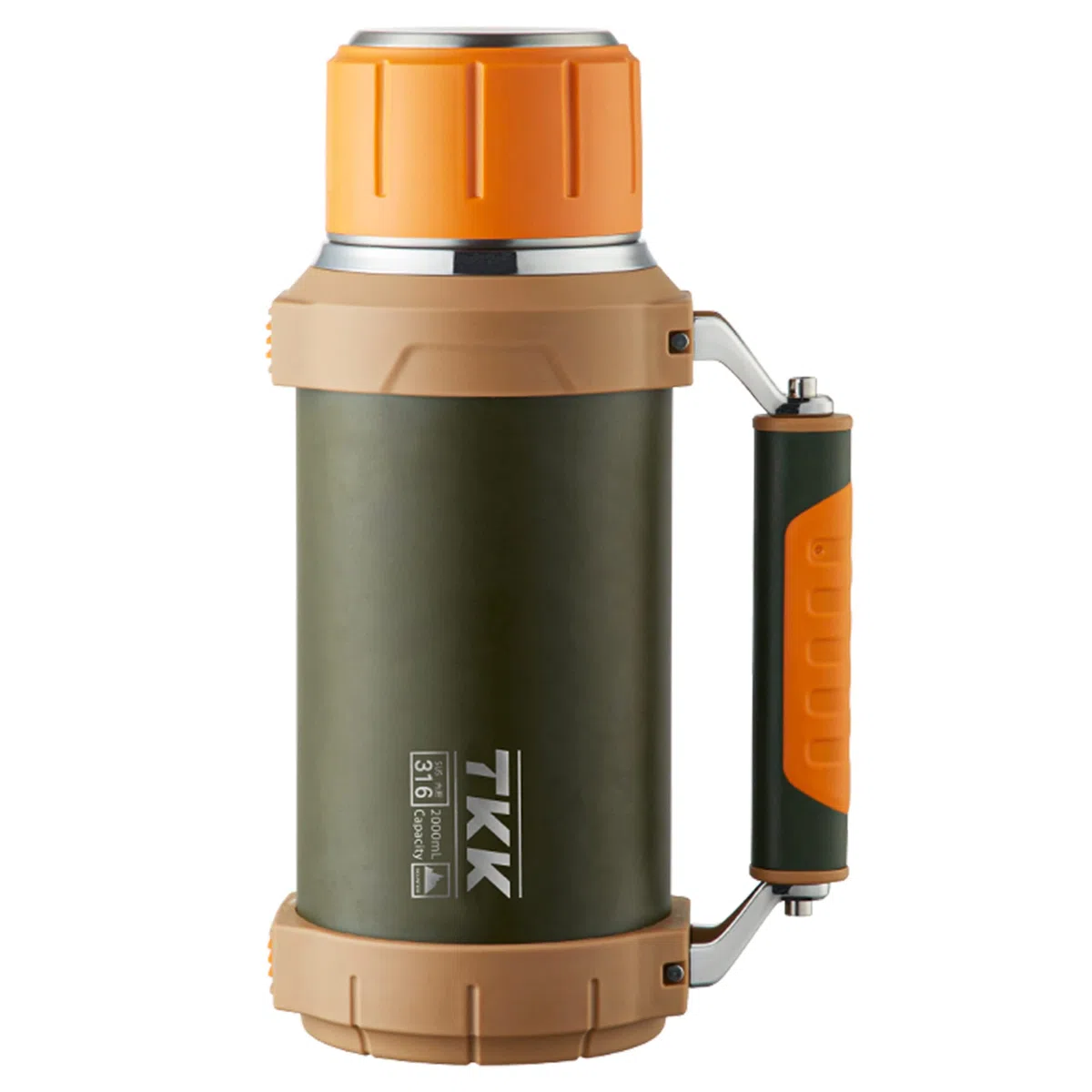 Aspiradora grande de café para bebidas calientes, acero inoxidable, botella aislada de 64 onzas con asa de taza que mantiene los líquidos calientes y fríos hasta 24 para reuniones al aire libre,