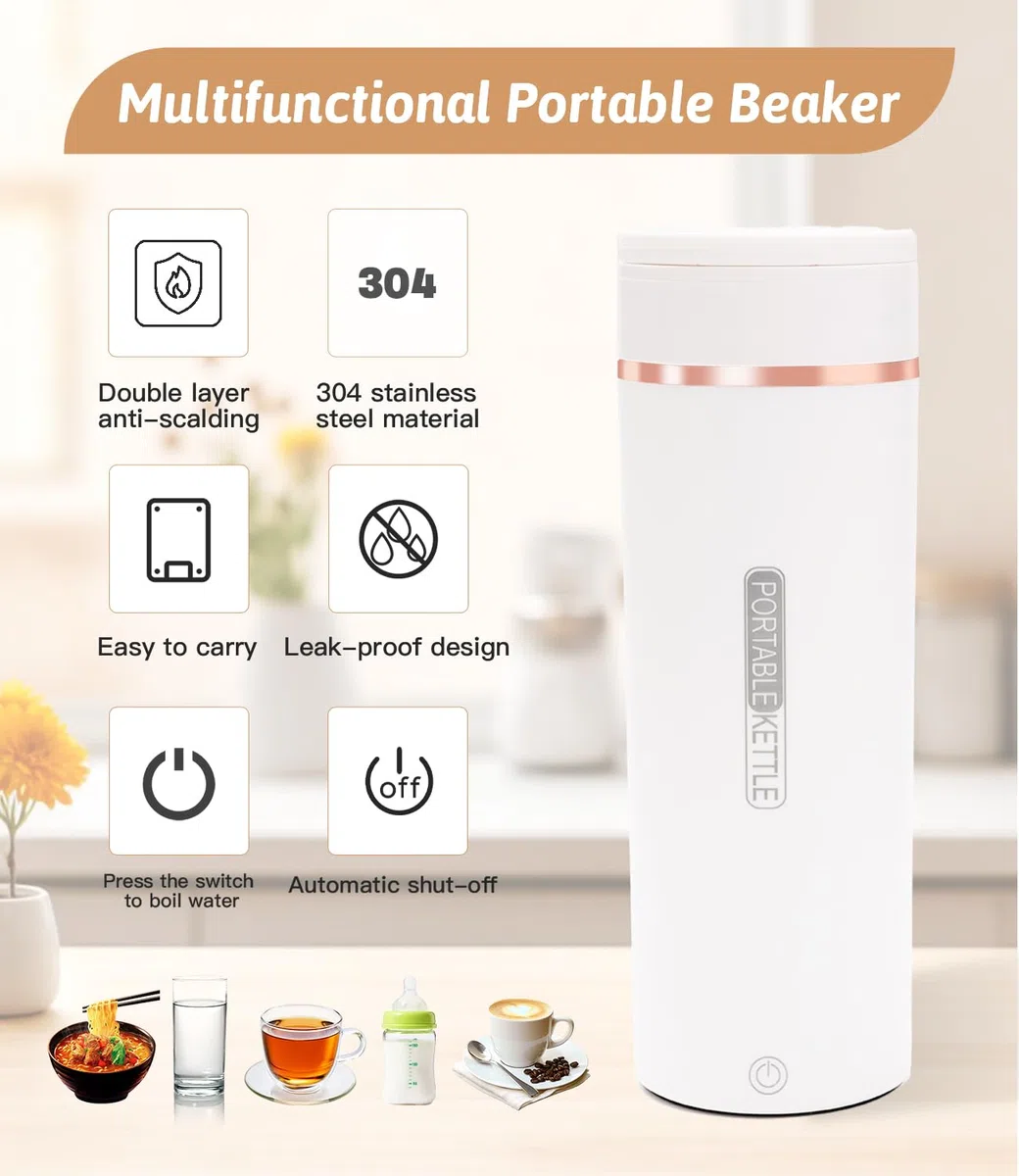 Pequeño hervidor de agua portátil, 500ML 6-Temperaturas Hervidor de Agua Eléctrico, Mini Hervidor Eléctrico, Con Pinceles y bolsas, Materiales Inoxidables, Apagado Automático, para Hacer Leche Café Té