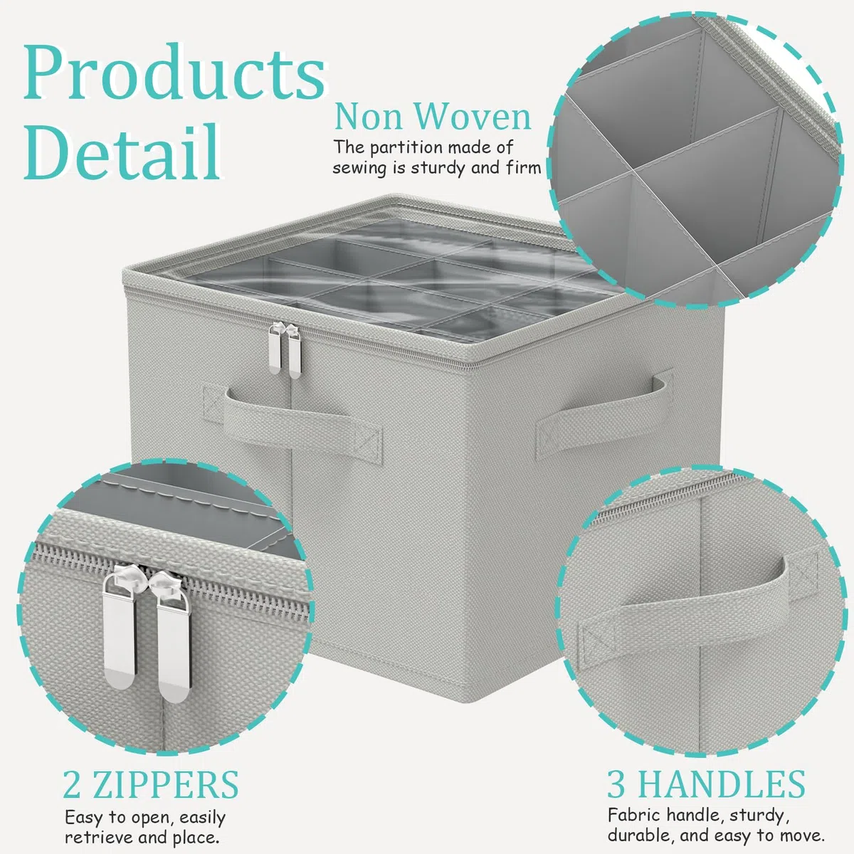 Cajas Organizadoras, Cabe 12 Pares, Guarda Zapatero con Cubierta Transparente, Cestos Almacenaje Plegable con 3 Asas Reforzadas, 43 x 43 x 33 cm, Gris, XSNX01GM-1