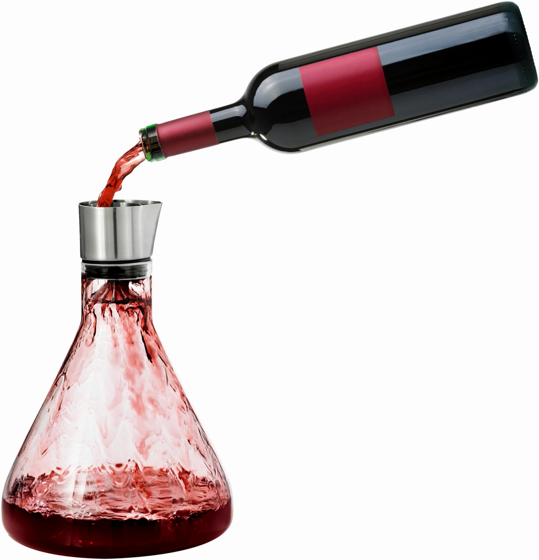 Blomus - Delta - Jarra decantadora de Cristal, cómodo y sin Goteo, Filtro de Vino Inteligente con ventilación, Apto para lavavajillas (Alto x Ancho x Profundidad: 25 x 18 x 18 cm, Cristal/Acero