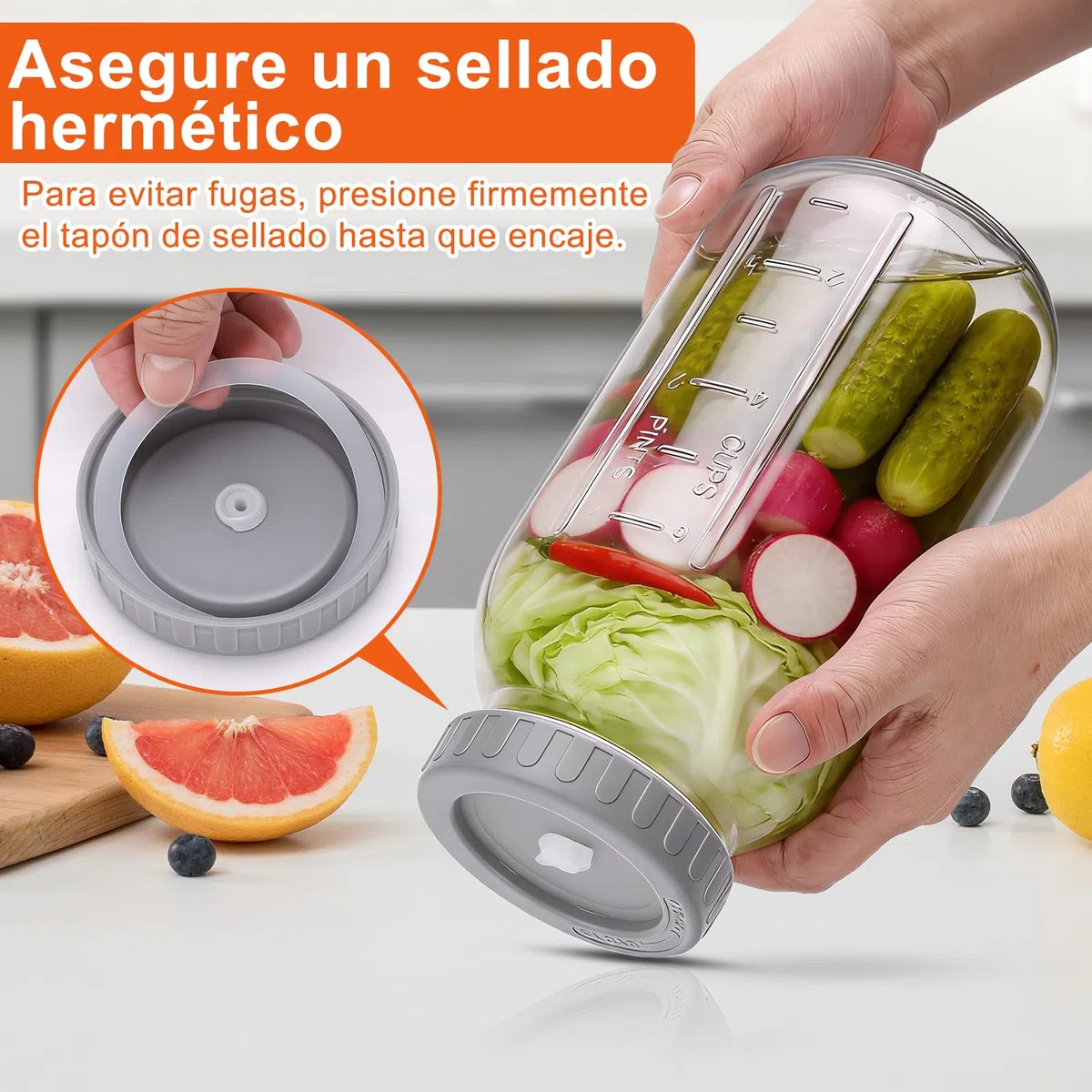 Tarro de Fermentación de 2 uds., Tarro de Fermentación de Vidrio de 2L de Capacidad con Esclusa de Aire para Encurtidos, Chucrut y Kimchi