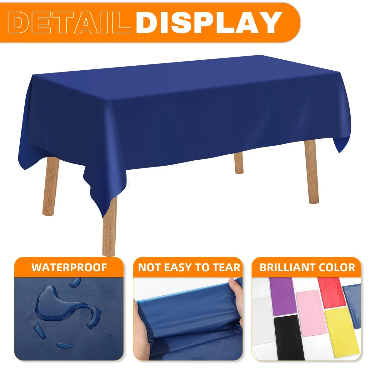 RowinsyDD Paquete de 40 manteles desechables de plástico azul, de 54 x 108 pulgadas, para mesas rectangulares, manteles desechables para cenas, fiestas, barbacoas, bodas, al aire libre