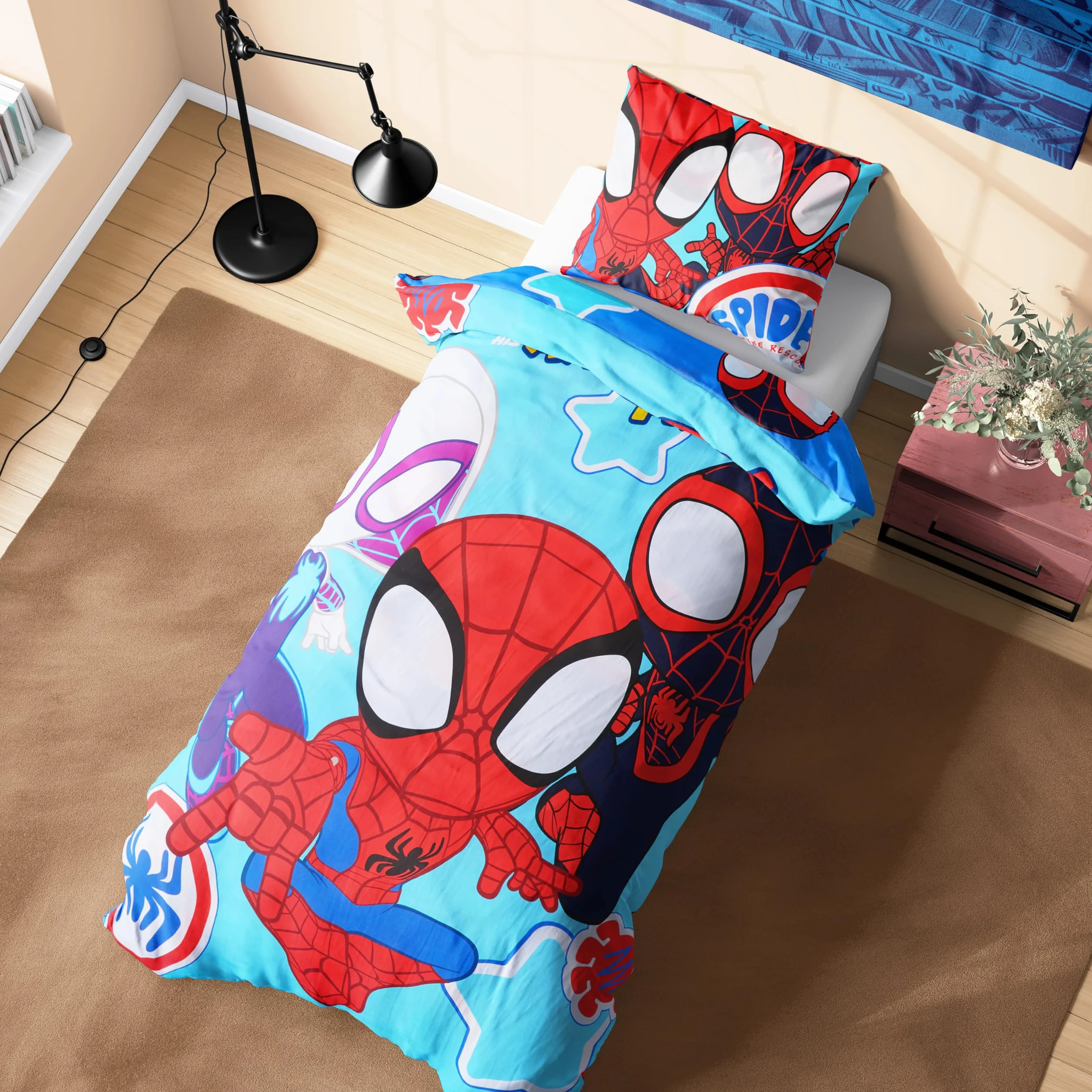 Marvel Spiderman Juegos de Fundas Nórdicas, Pack con Funda Edredón Niño y Almohadas - Talla Única (Azul Spidey)