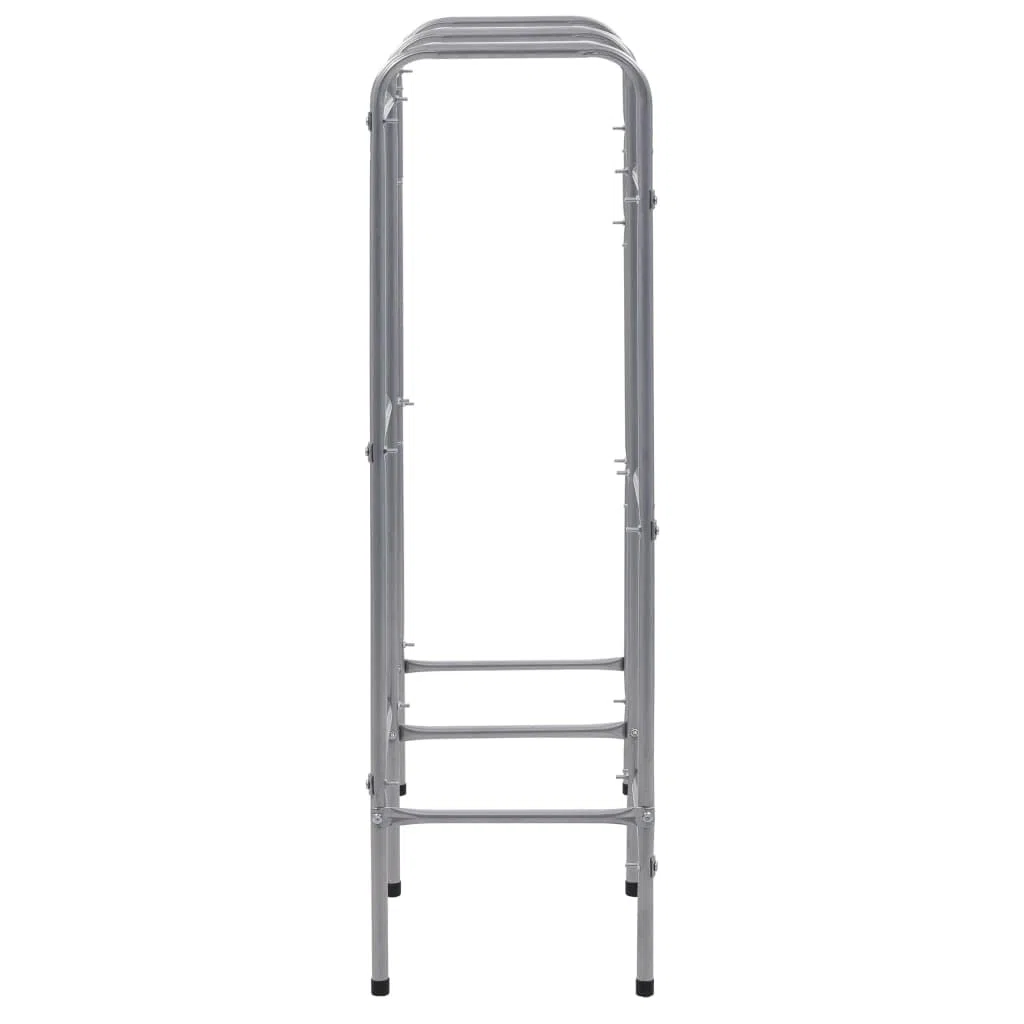 Estantería para 6 cajas plateadas, 96 x 33 x 116 cm, acero con recubrimiento en polvo, estante inclinado para alimentos y bebidas, estantería de almacenamiento para taller, garaje, pasillo