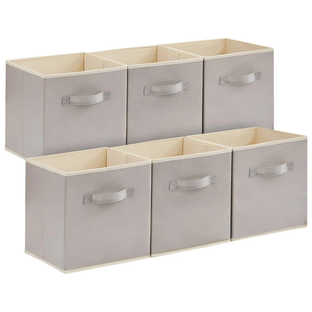 Lifewit Cubos de almacenamiento plegables, Cestas de Almacenamiento de Tela, Cajas de Almacenamiento con asas, Organizadores para ropa, Juguetes, 26,5 x 26,5 x 28 cm, 18 L, Juego de 6, Gris Claro
