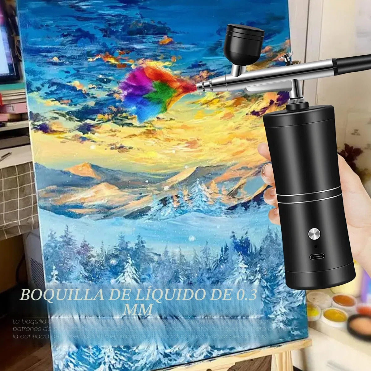 AirBrush Set con compresor: pistola de aerógrafo de mano multifunción, aerógrafo portátil recargable para maquillaje, diseño de uñas, decoración de pasteles, modelado de tatuajes y pintura de