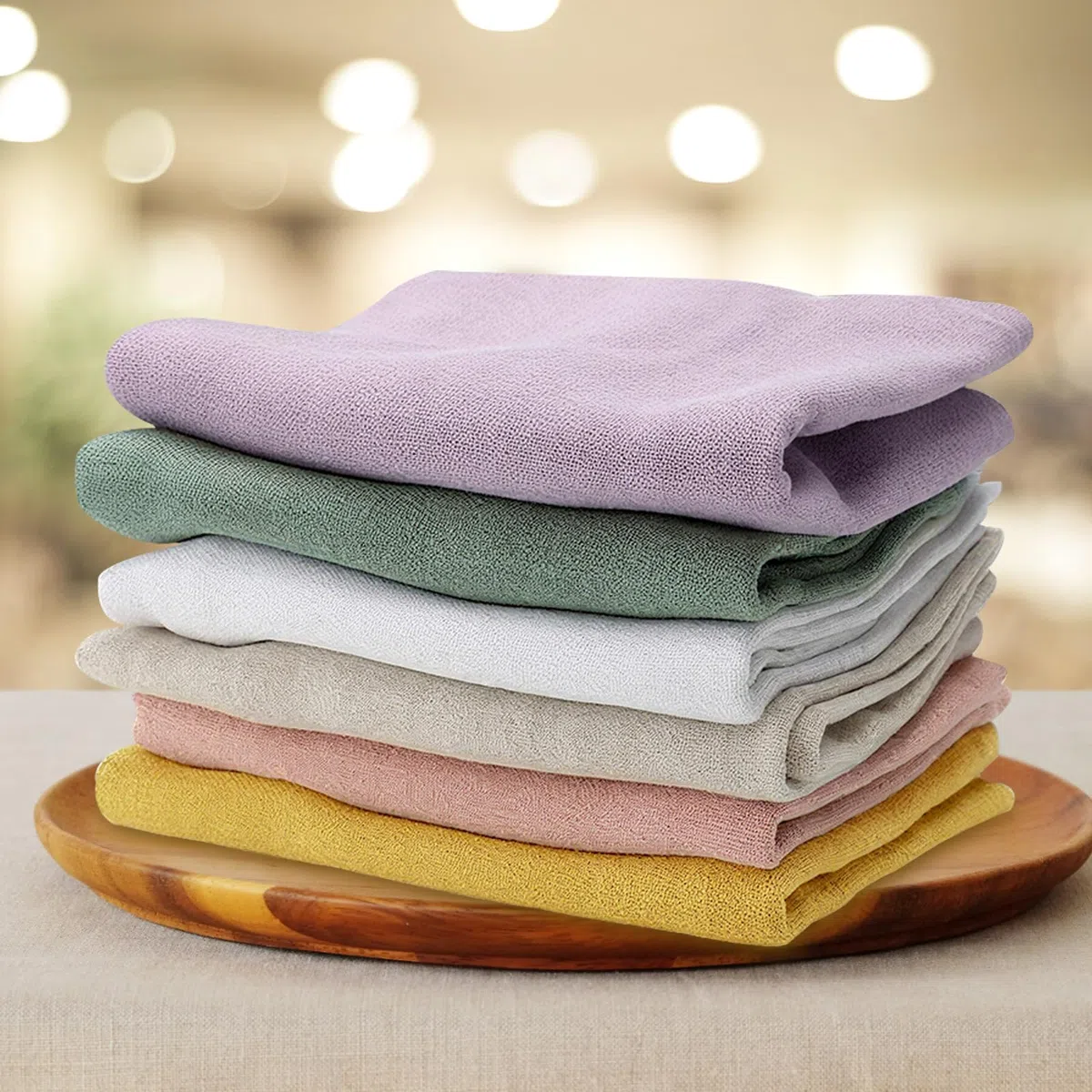 Juego de 6 servilletas de lino Servilletas reutilizables de tela Lavables en algodón 40x40cm para eventos y uso doméstico (malva pálido, beige, blanco, mostaza, rosa empolvado, verde guisante)
