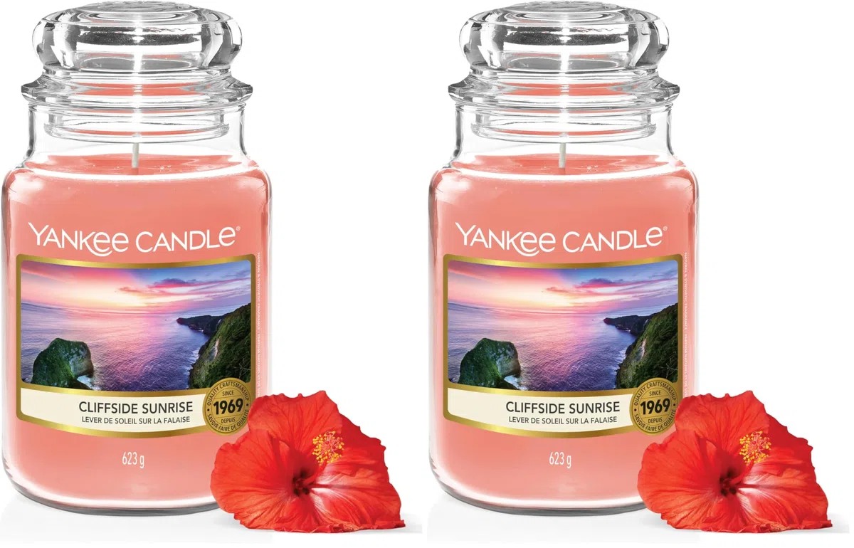 Yankee Candle Vela aromática | Amanecer en el Acantilado vela en tarro grande | Velas de larga duración: hasta 150 h | Regalos perfectos para mujeres (Paquete de 2)
