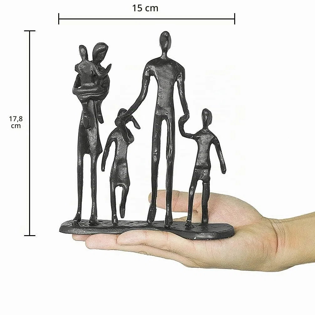 Aoneky Estatua Familiar de Metal - Figura Decorativa de Madre Padre Hijo Hija, Escultura Moderna Abstracta, Decoración del Hogar Casa Oficina, Figura Decorativa de Familia de 5, Negro