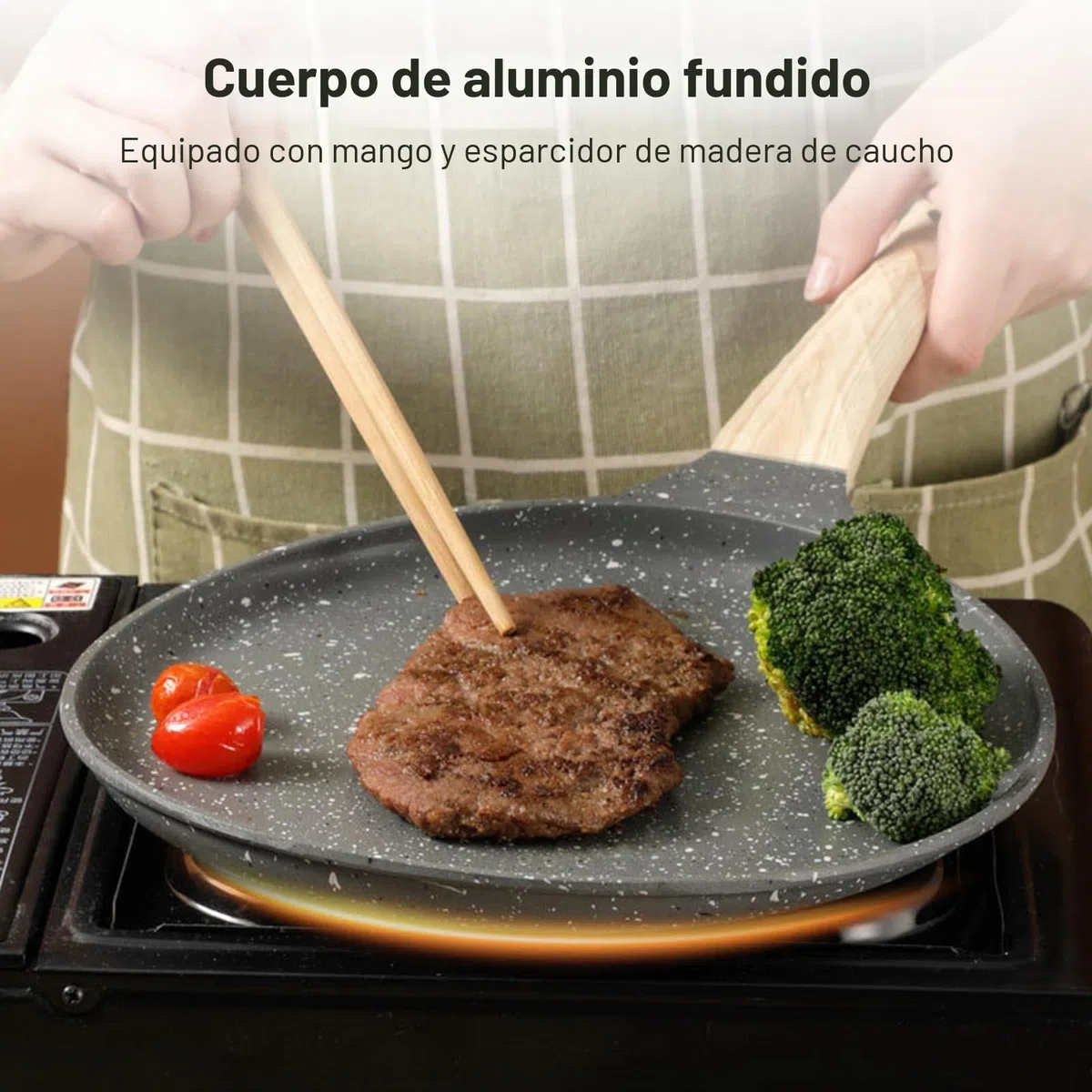 Sarten Crepes, 28 cm Crepera Sarten con Distribuidor de Masa, Revestimiento Antiadherente, Libre de PFOA, Compatible con Inducción