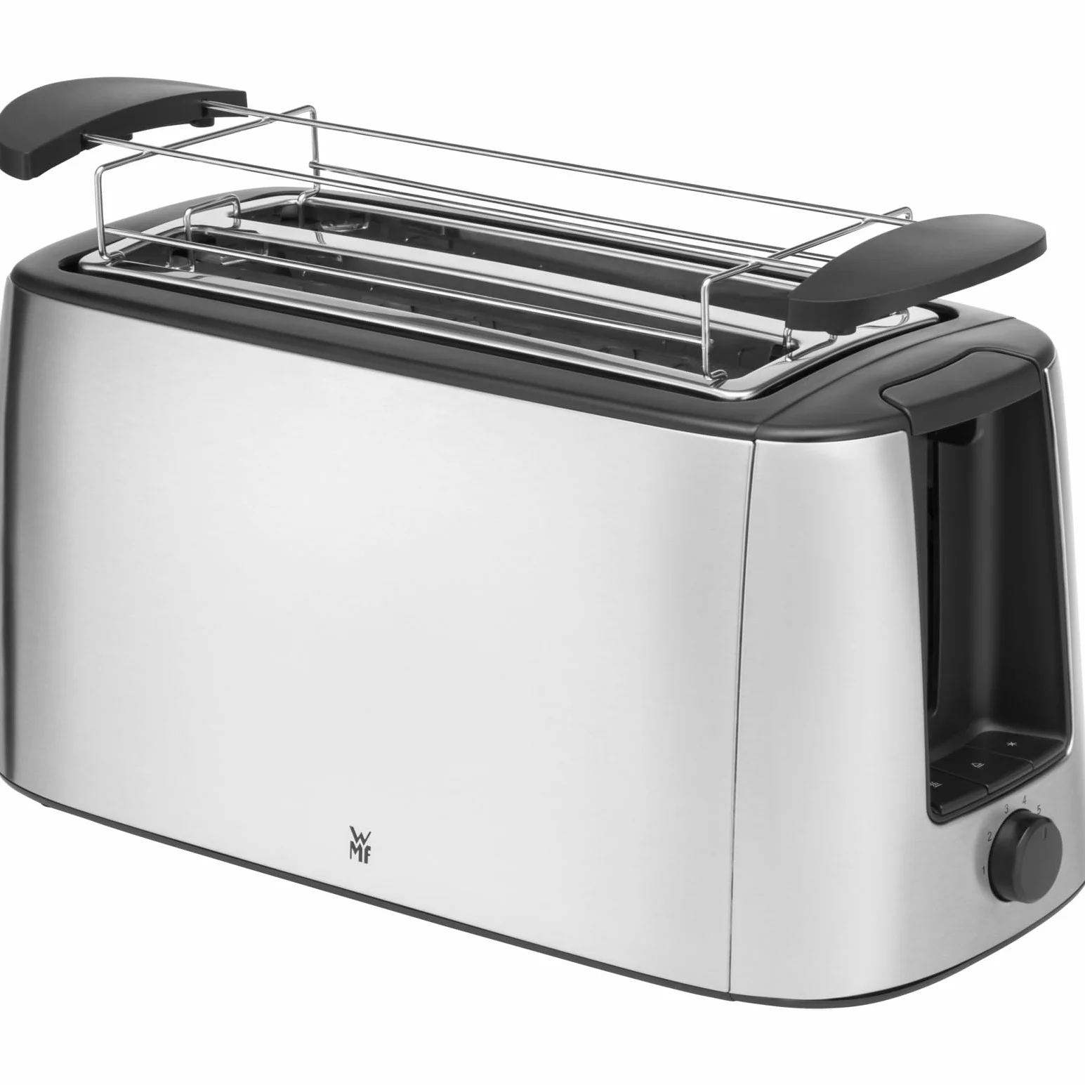 WMF Bueno Pro - Tostadora de Doble Ranura Larga, para hasta 4 rebanadas de pan, con función para calentar panecillos, tostar y descongelar y 6 niveles de tostado, Acero Inoxidable Cromargan