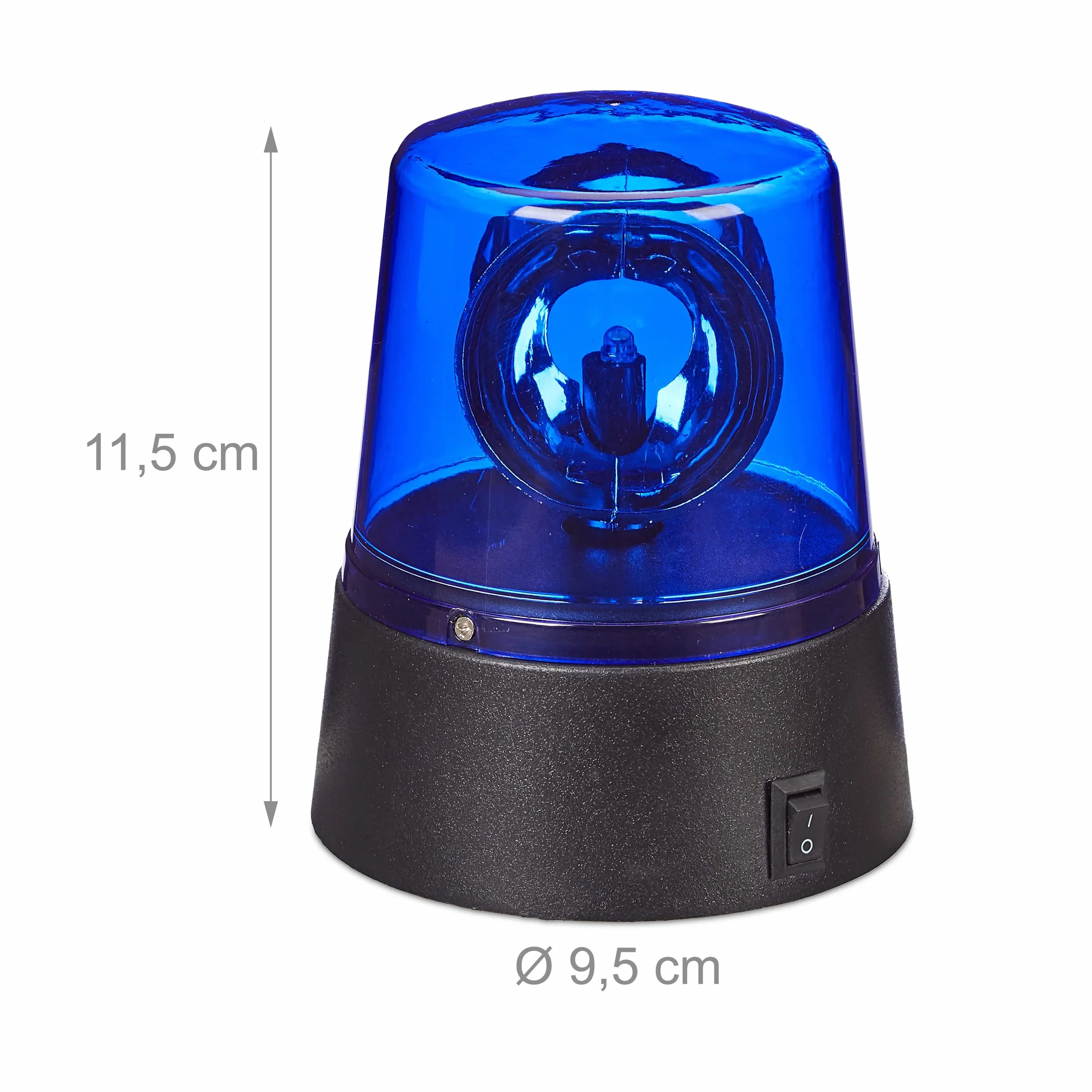 Relaxdays 2 x Luces Policía LED, Luz Advertencia Omnidireccional, para Fiestas, con Pilas, PS-ABS, Azul