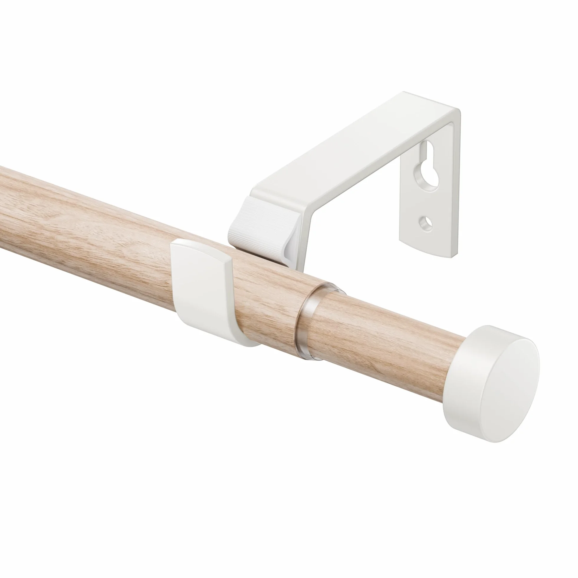 Barra Cortinas con Vetas de Madera 70-208 CM, Barras Cortinas Extensibles de 19 MM con Extremos Blancos, Barra de Cortina Metálica, Decoración Elegante para Balcones y Cocinas
