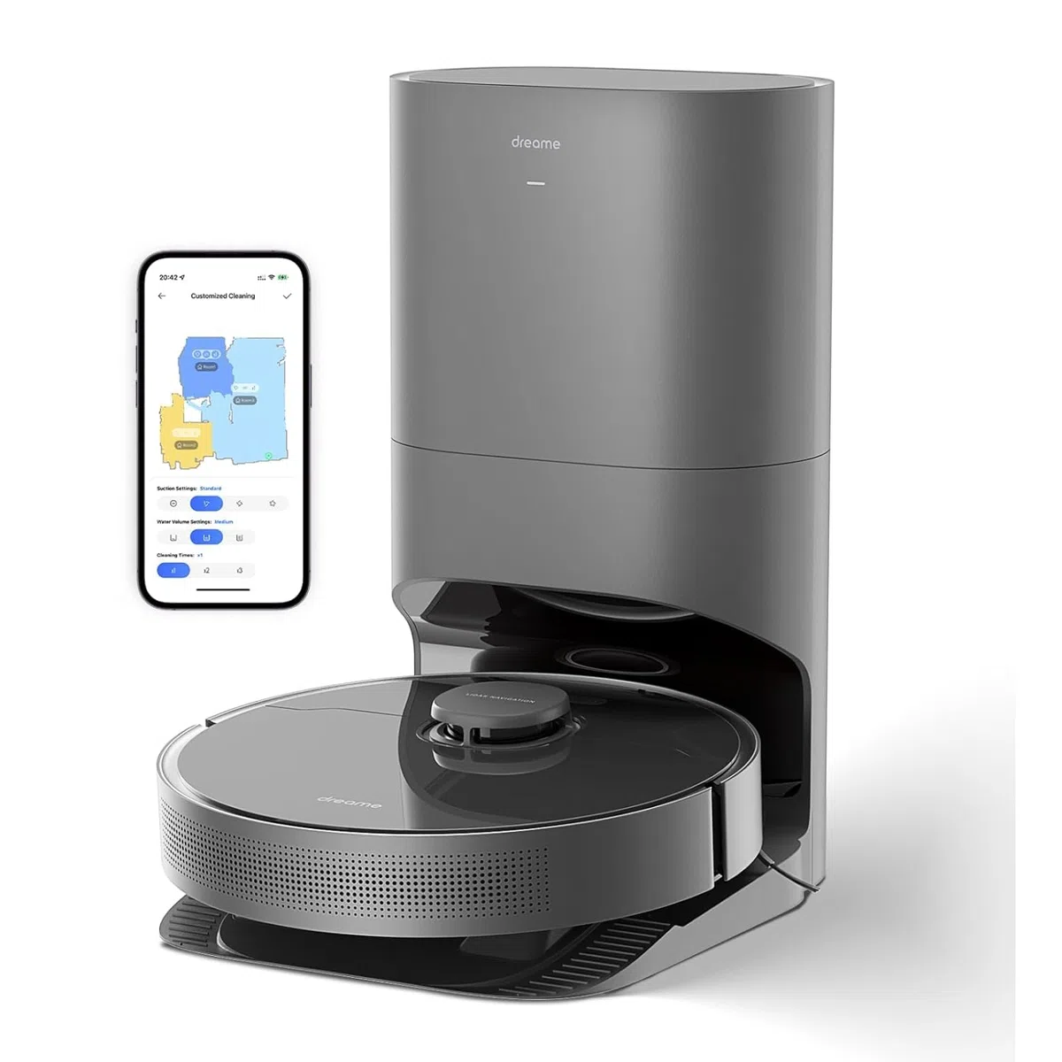 DREAME D10s Plus Robot Aspirador y Friegasuelos con Vaciado Automático DualBoost 1.0, AI Action, LDS, 5.000Pa, Autonomía de 280 min, Videovigilancia y Control de la App para Alfombras y Más