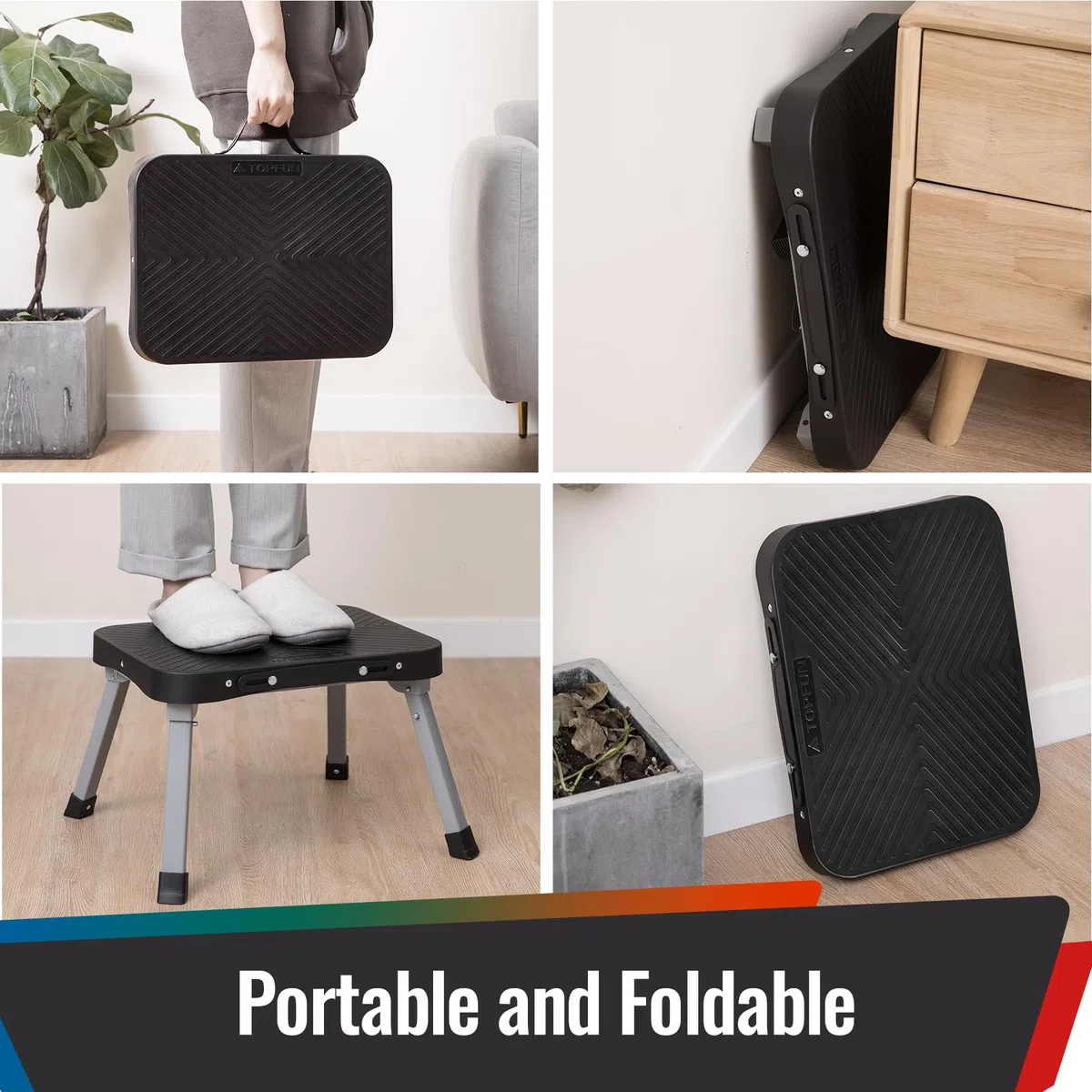 Taburete de 11 pulgadas, antideslizante de 16 x 12 pulgadas, plataforma grande, resistente, plegable, marco de metal, escalera compacta portátil de 1 escalón para niños, adultos, personas