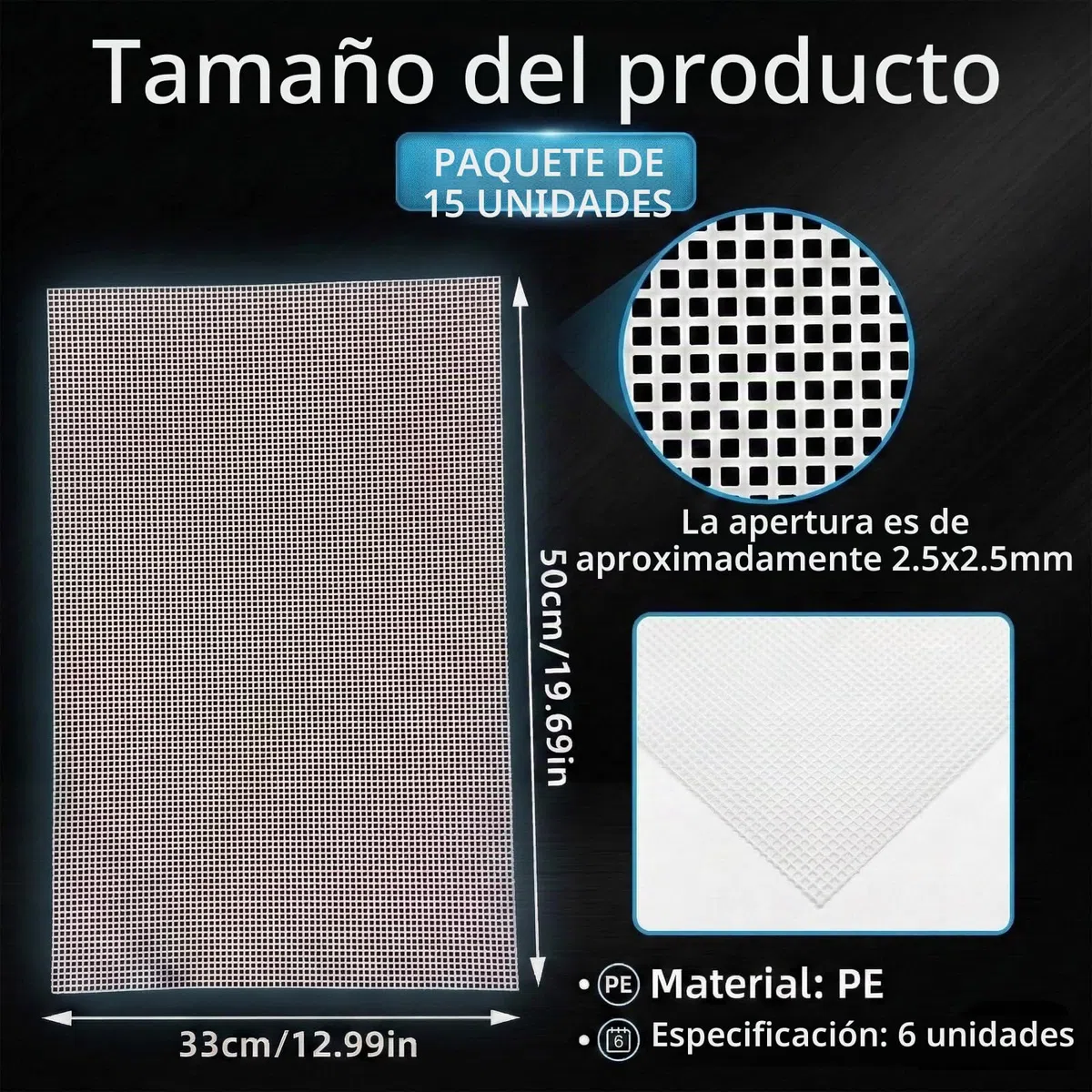 SHUESS 15 hojas de plástico de lona, rejilla de plástico de plástico para punto de cruz, malla de lona de punto de cruz, rejilla de plástico, accesorios para manualidades y proyectos de costura, color
