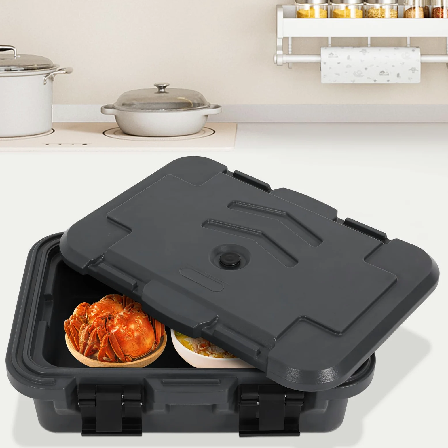 Recipiente aislante, 15,85 QT, 8 h, compatible con GN | Caja térmica para catering, 63 x 44 x 21 cm, para gastronomía y picnic