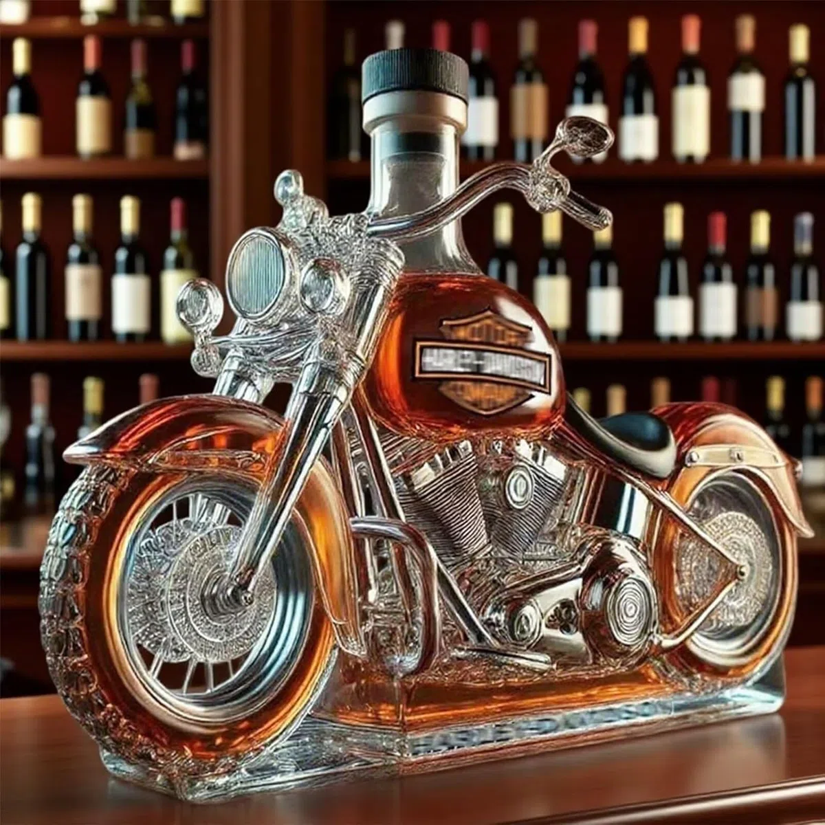Decantador de Whisky 3D en Forma de Motocicleta, Vidrio Soplado a Mano, 350 ml, Botella para Almacenamiento de Licores, Regalo Único para Amantes de Motos