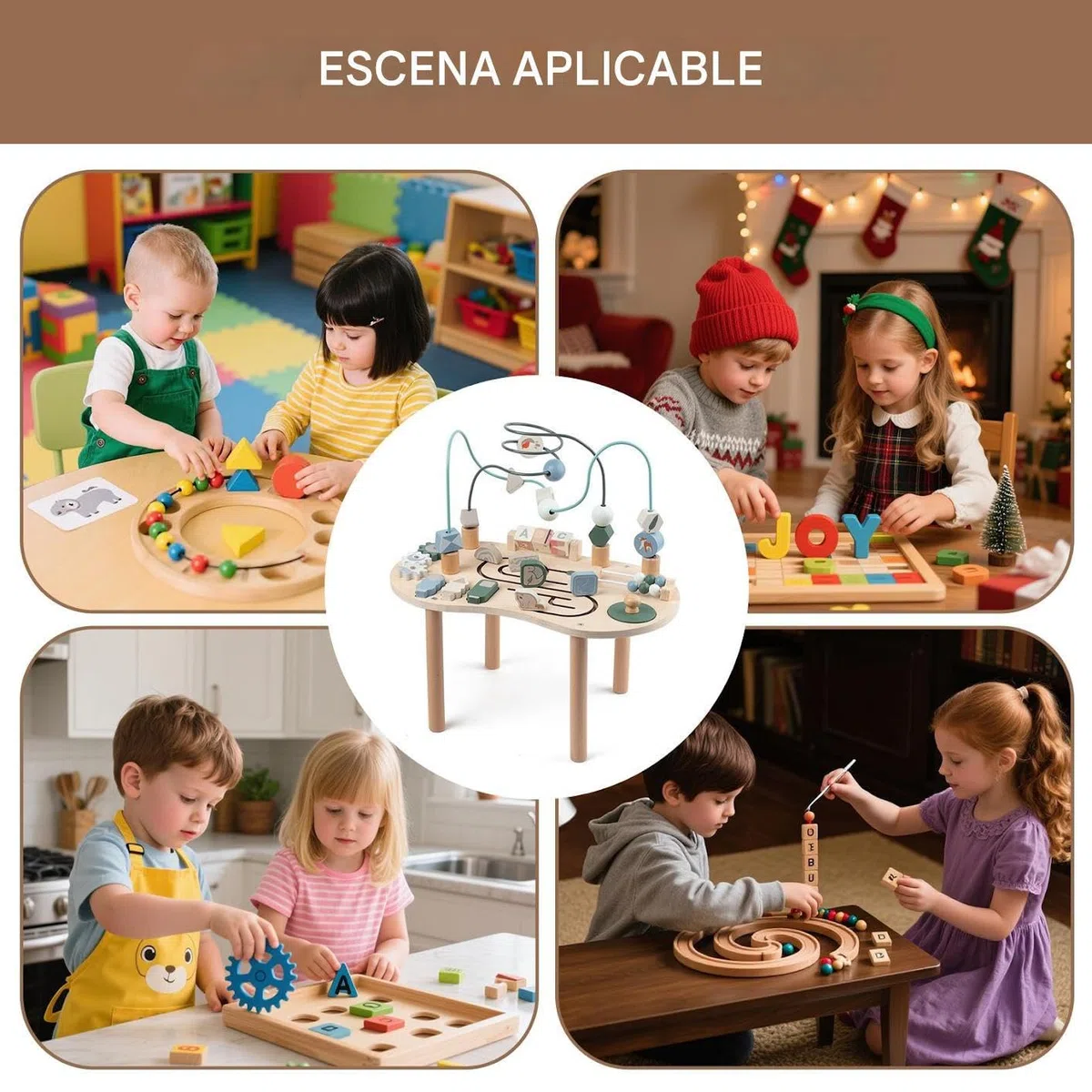 Mesa Sensorial para Bebés,Mesa de Juego de Madera | Juego Educativo de Madera Regalo Interior Familia