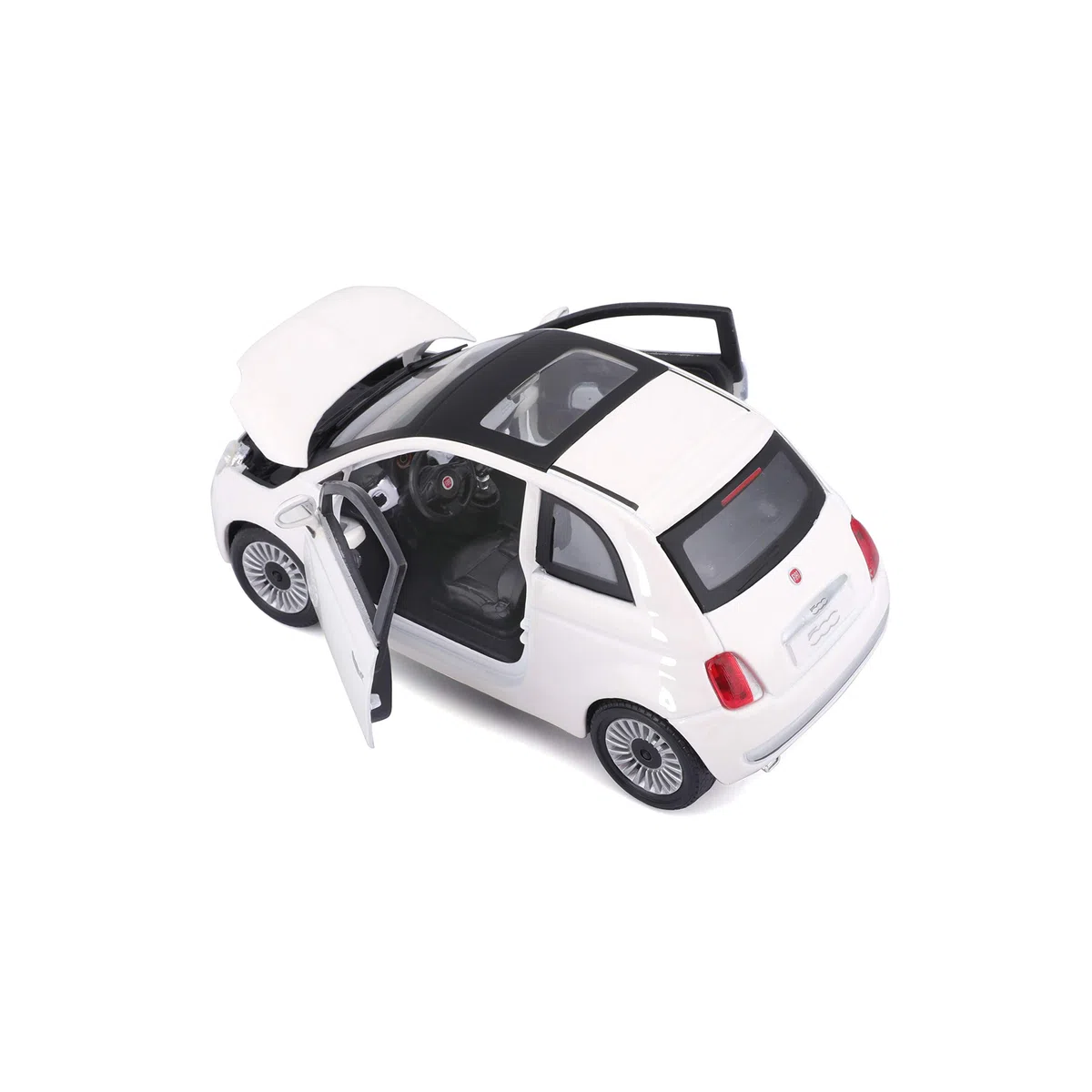 Bburago - Fiat 500 (2007) Blanco, Coche diecast a Escala 1:24, réplica Detallada con Puertas y capó abatibles, Licencia Oficial FIAT, Edad Recomendada 3+ años