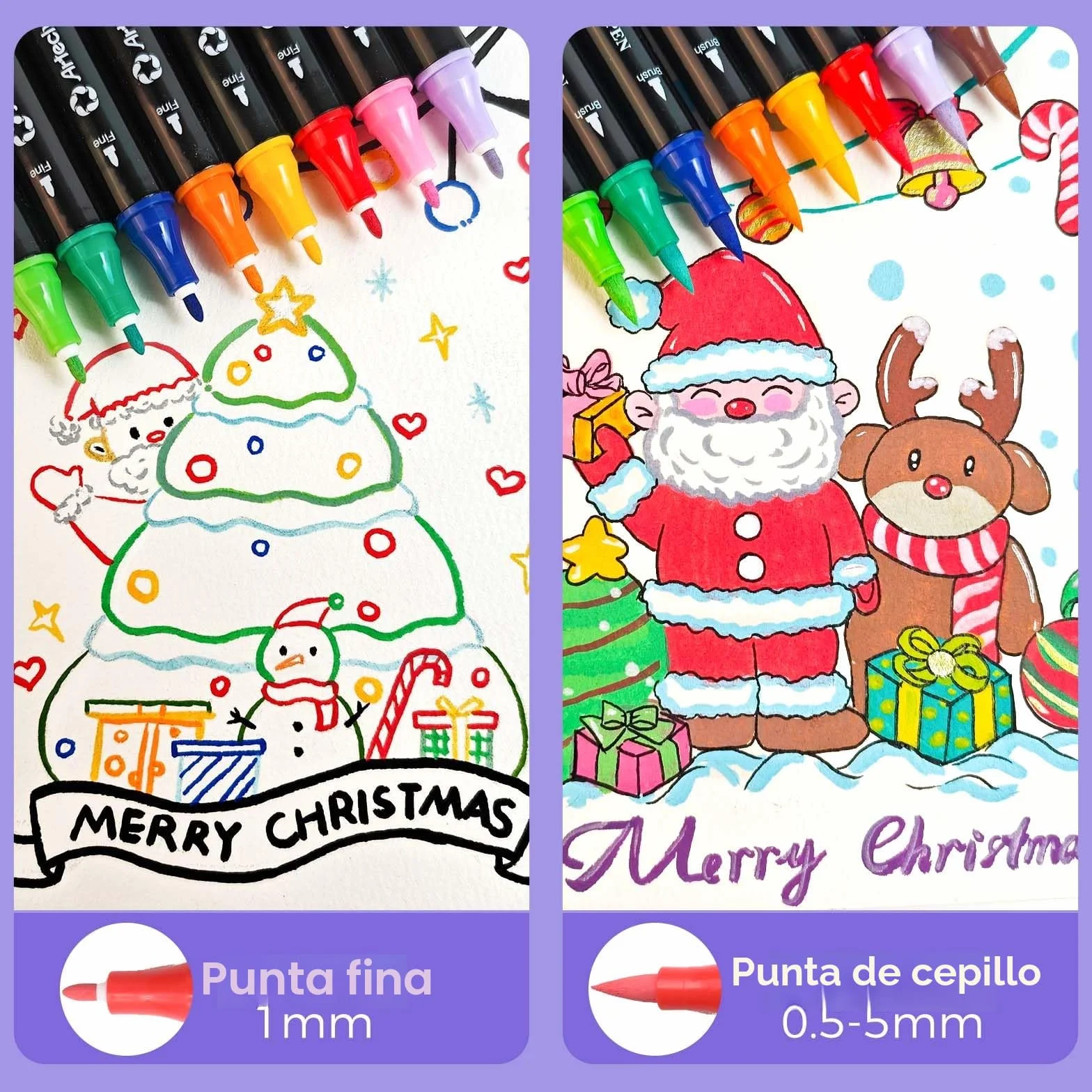 Artecho Lápices acrílicos de 60 colores, 0,5 – 5 mm, resistente al agua, doble punta (pincel y punta fina), con extremos dobles para pintura de roca, papel, madera, huevo, lienzo