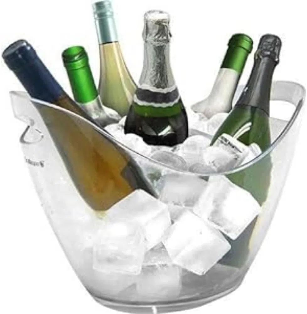 Bewitched Cubitera de 6 Botellas de Vino, Cervezas, Champán y Refrescos, Cubitera Grande 6 Botellas, Champanera Grande, y Enfriador Grande 35x26,5x26cm,Transparente