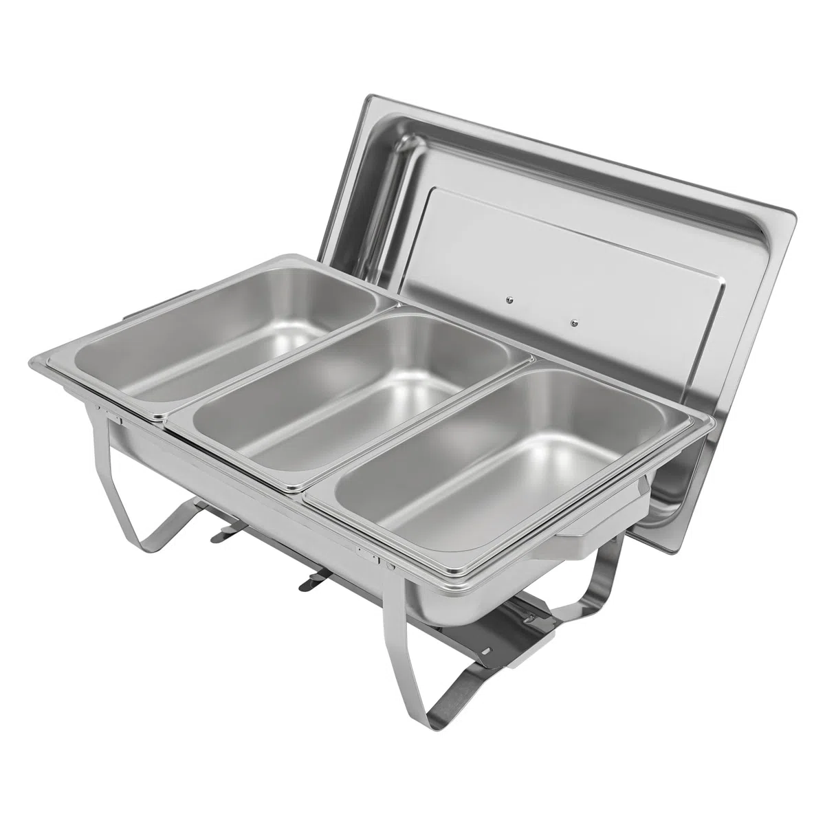 Chafing Dish - Calentador de alimentos de acero inoxidable de 5 litros con tapa, calentador de buffet, accesorio para catering, buffet y fiestas (3 recipientes de 1/3 GN)