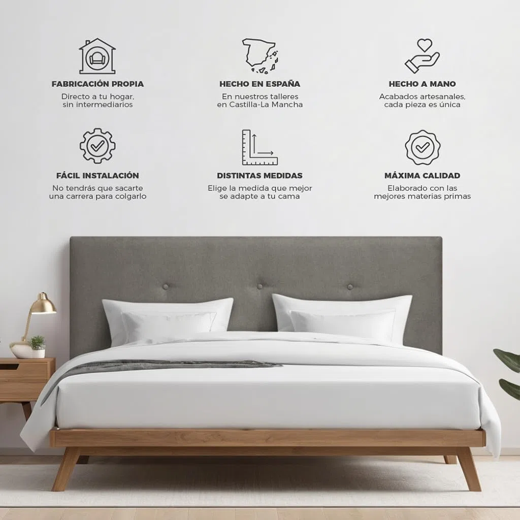 SUENOSZZZ-ESPECIALISTAS DEL DESCANSO Cabecero de Cama Bruselas tapizado en Tela para Camas de 80 (90 x 120 cm) Tela Beige