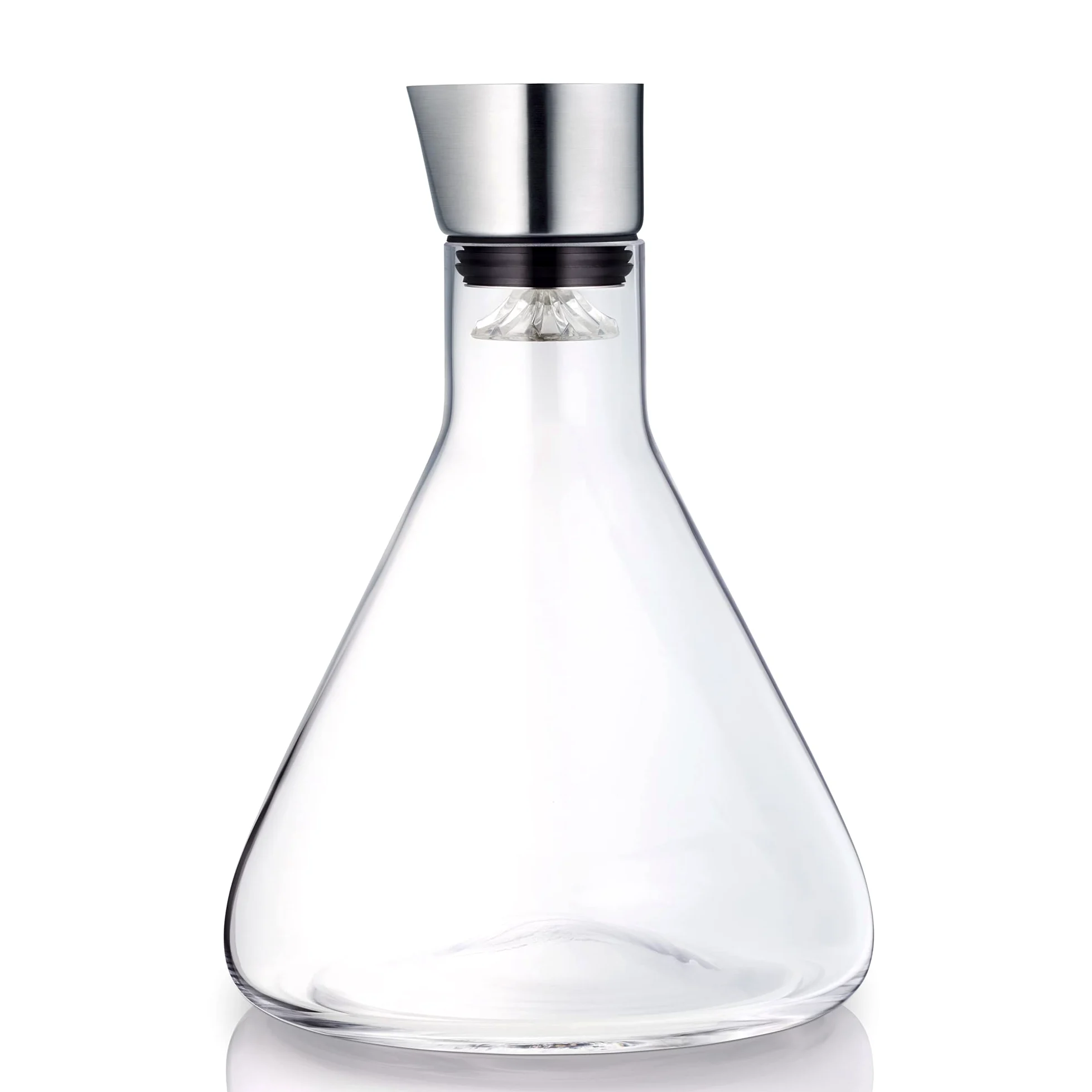 Blomus - Delta - Jarra decantadora de Cristal, cómodo y sin Goteo, Filtro de Vino Inteligente con ventilación, Apto para lavavajillas (Alto x Ancho x Profundidad: 25 x 18 x 18 cm, Cristal/Acero