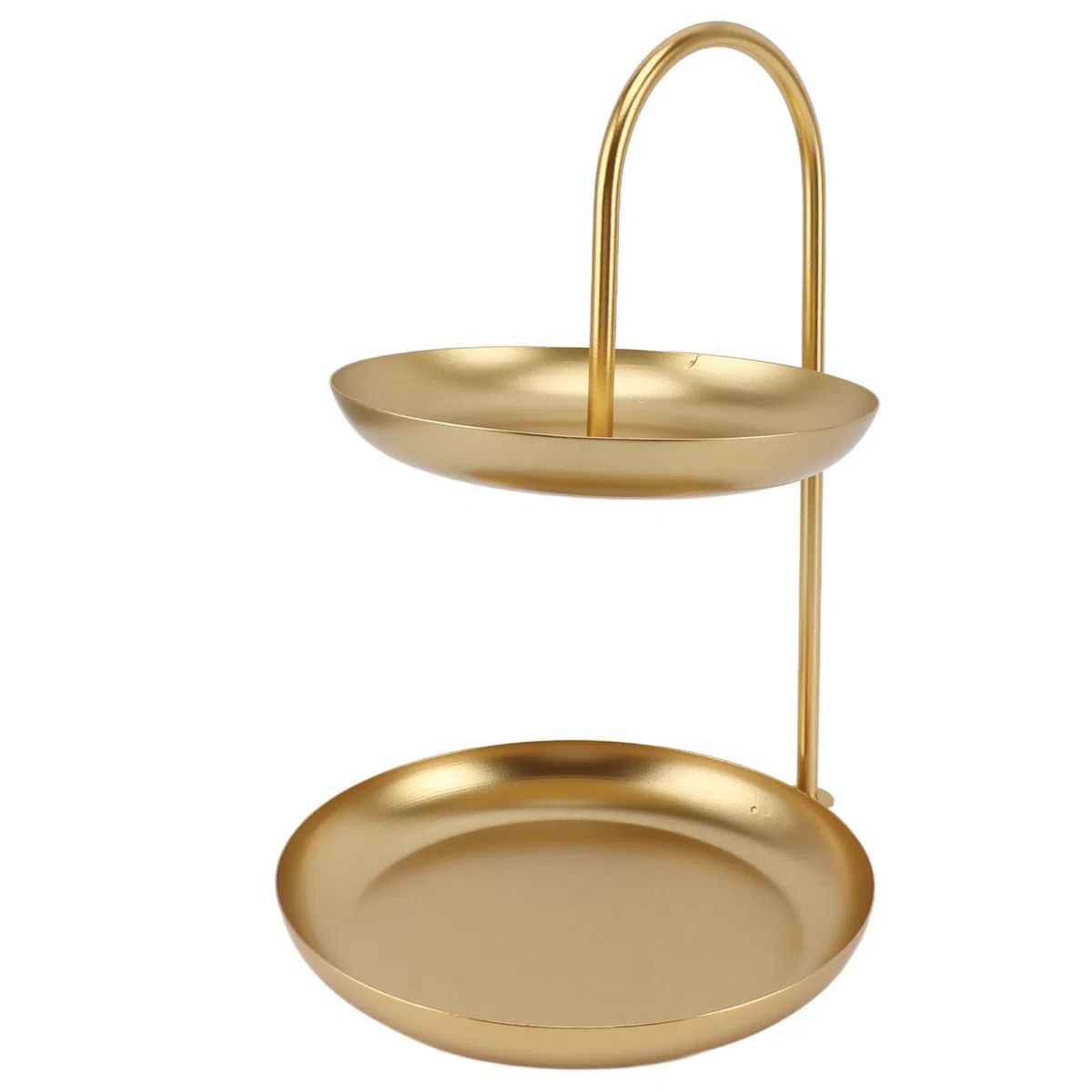 Soporte de Postres, Bandeja de Almacenamiento de Hierro de 2 Niveles para Bocadillos FRUTS COSMETICS, con Diseño de Doble Capa, para la Decoración de Bodas de la Fiesta en el (Oro)
