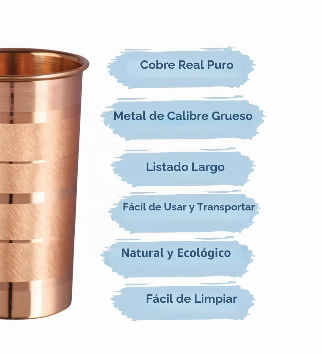 Vaso de vidrio de cobre puro para beber agua, juego de vasos de cobre para beneficios de salud ayurvédicos – 312 ml (11 oz) cada uno (JUEGO DE 4)