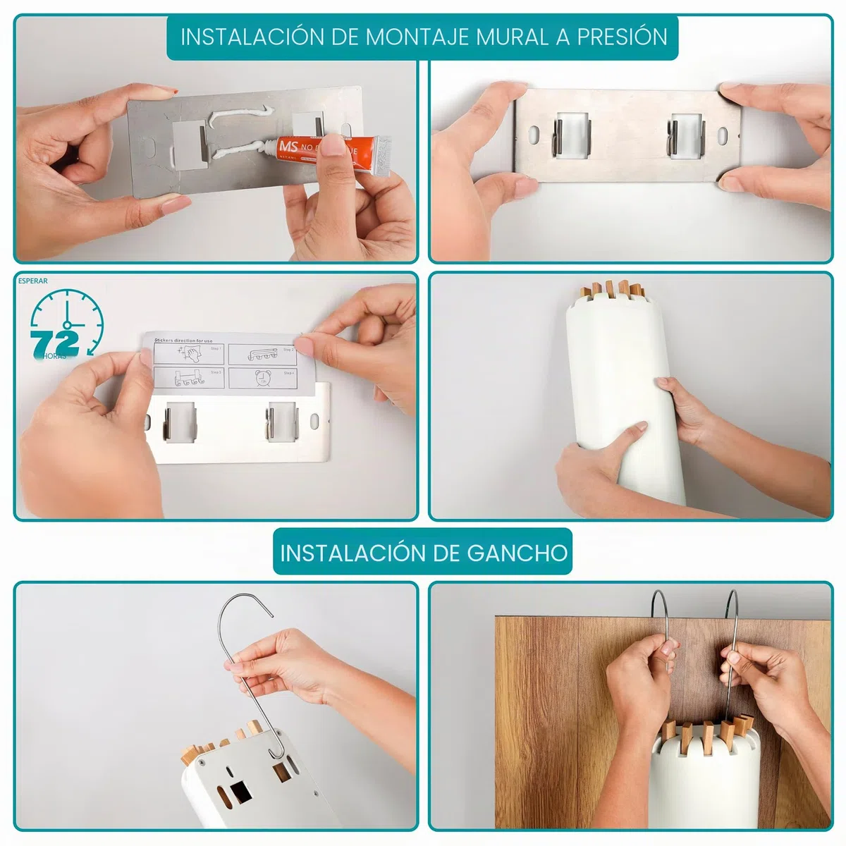 BELLE VOUS Tendedero Plegable de Pared - Tenderete Retractil con Brazos Colgantes de Madera para Secar Ropa en Interior o Exterior - Tendal Colgador Retráctil Extensible