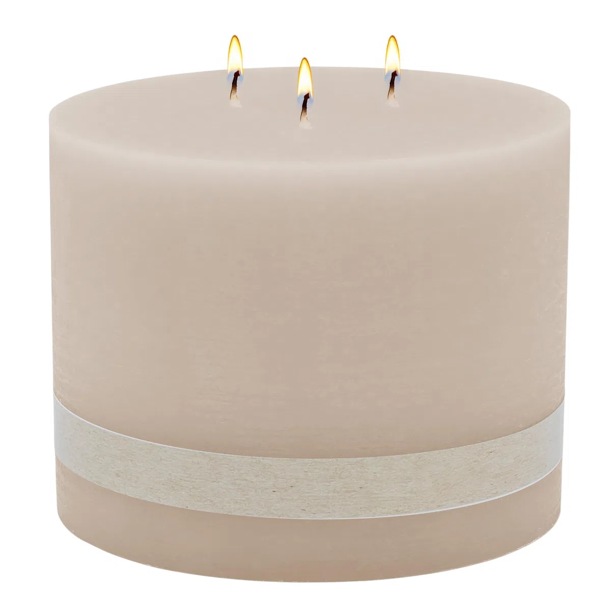 Vela XL de 3 mechas de 14 cm de diámetro, sin perfume, color beige, con 55 horas de combustión, redonda, inodora