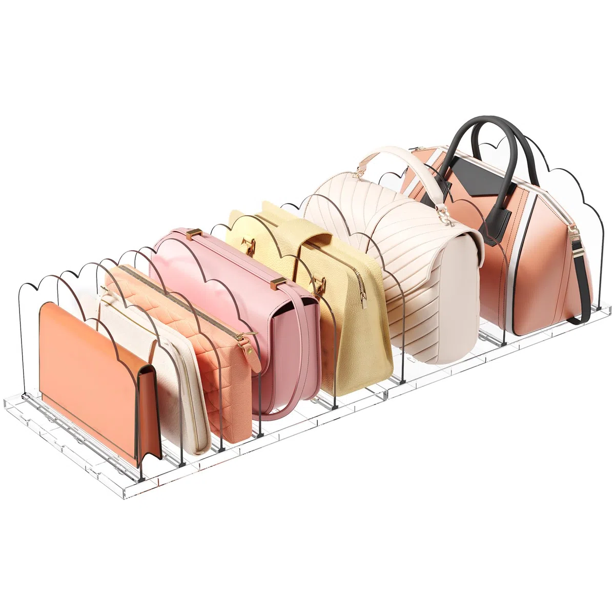 Lifewit 2 PCS Organizador de Bolsos de Plástico, Adjustable Separador Bolsos para Almacenaje Armario Estantes, Divisores de Embrague/Bolsos Mano/Libro para Dormitorio, Oficina,Librerías, Transparente