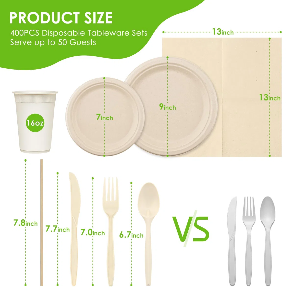 Juego de 400 platos de papel compostables