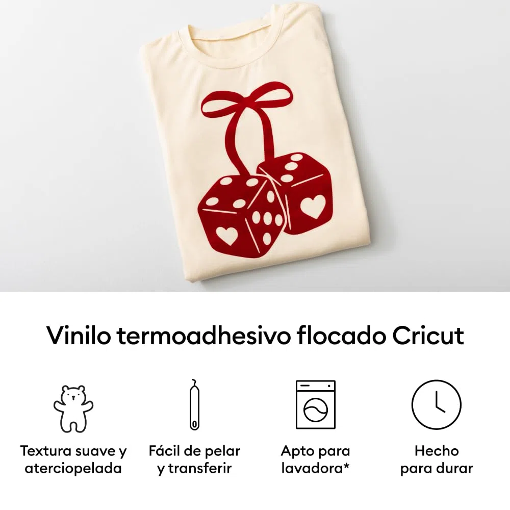 Cricut Vinilo termoadhesivo flocado, gama Classics, 30,5 cm x 30,5 cm (12 in x 12 in), 5 uds.