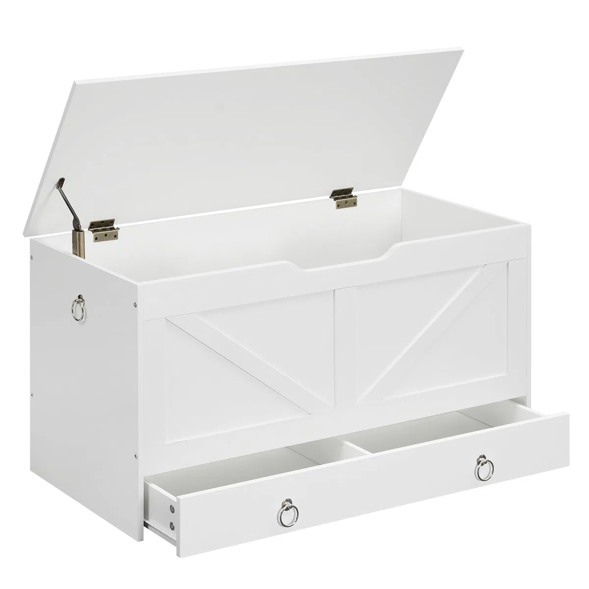 HOOBRO Taburete de Almacenamiento y Banco para Zapatos, 100 cm, Cajón, Carga 100 kg, Bisagras de Seguridad, Apertura U, Blanco EWT710CW01G1