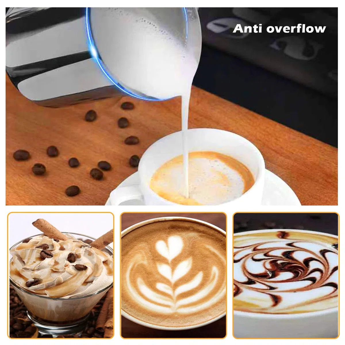 Espumador de Leche Manual de Acero Inoxidable, 400ml Espumadoras de Leche Manual, Espuma de Doble Malla, Batidoras Leche Manuales, para Espuma de Leche Capuchino O Expreso Macchiato