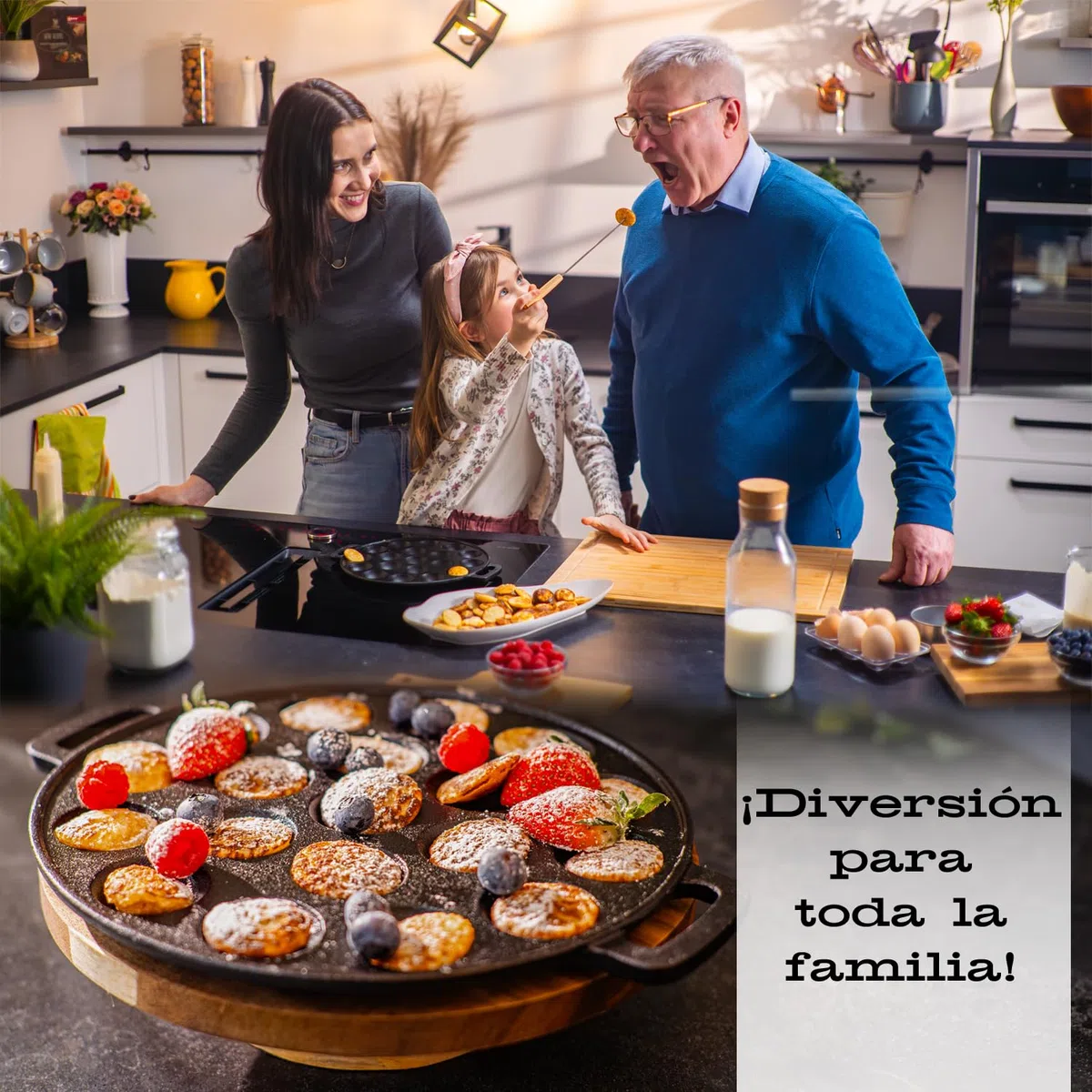IRONO Sartén de Hierro Fundido para Mini Panquecas - Panquequera Pancakes - Sarten 19 Mini Panqueques, Poffertjes, Crepes,Tortitas