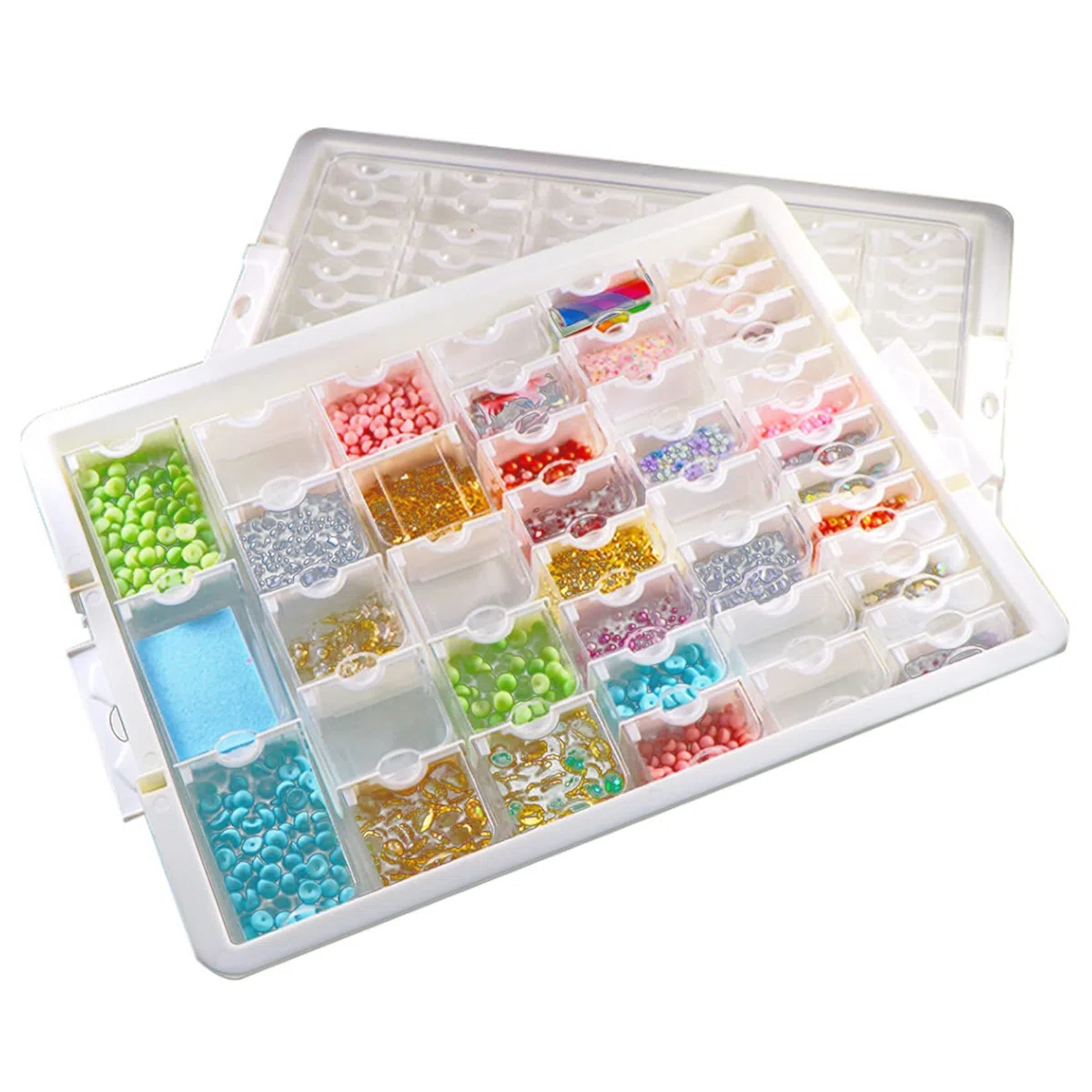 Contenedor de Almacenamiento de Diamante de 42 CuadríCulas, Caja Organizadora de PláStico, Herramienta de Pintura de Diamante Transparente