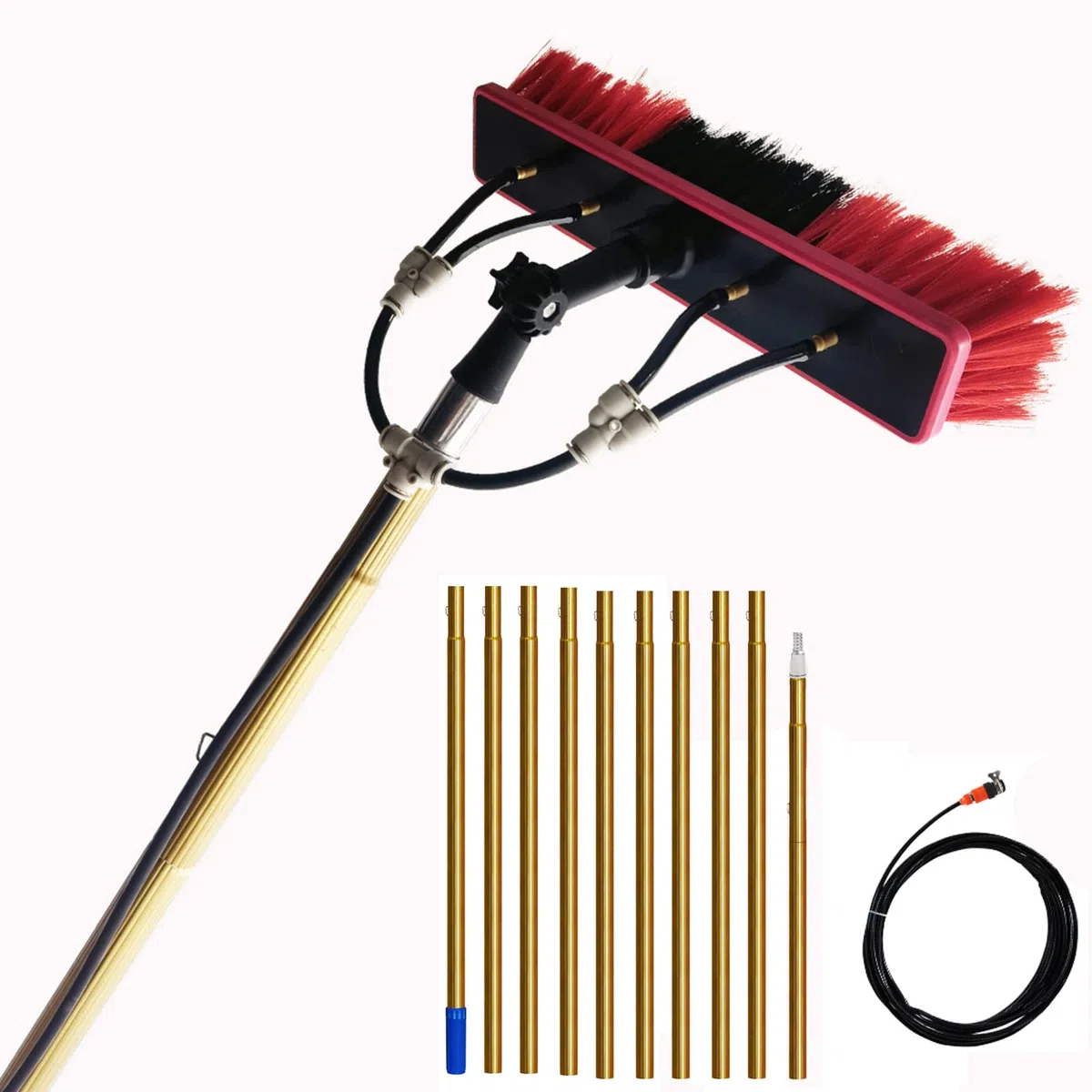 Genérico Cepillo para Ventanas SADOMAIN, Extensible con Mango de Agua, Kit doméstico con Mango de extensión de 3,6 a 9 m, Herramientas para Paneles solares de Techo, Mango Largo (9 m/30 pie