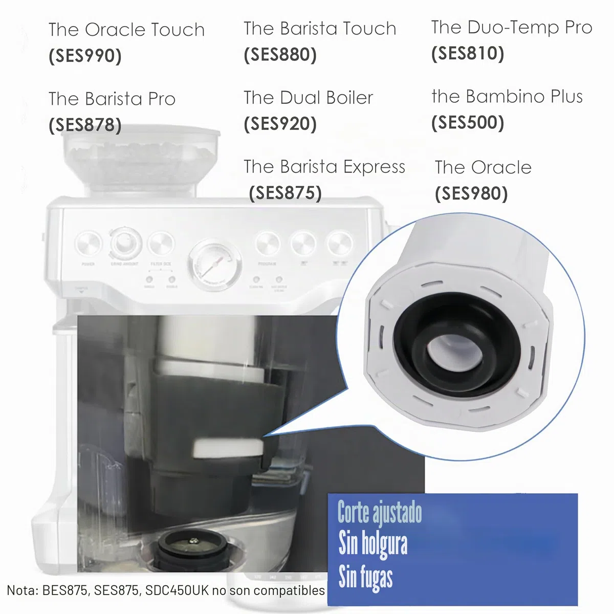 BES008 Sage Barista Express Filtro de agua 4 unidades, compatible con filtro de agua Sage Reemplazo para SES008 SES810 SES875 SES880 SES920 SES980 SES990