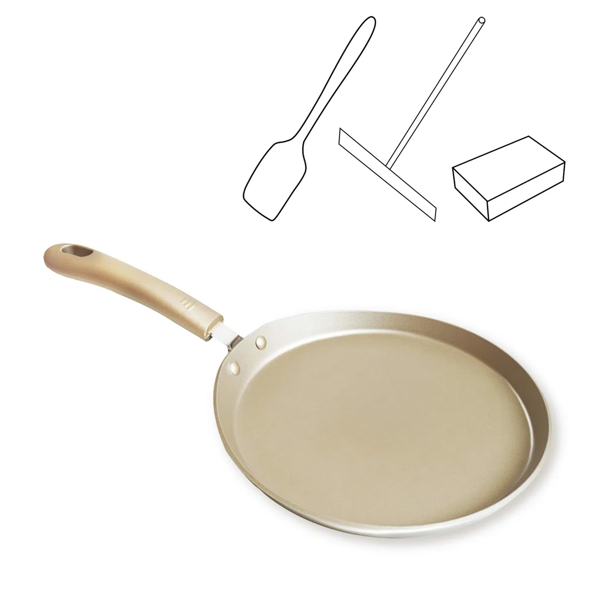 Sartén de Crepes y Tortitas Inducción Antiadherente Aleación de Aluminio Pan de Tortilla Cazos de Cocina para Hacer Bistec Tortitas Mollete etc 20m con Utensilios de Cocina